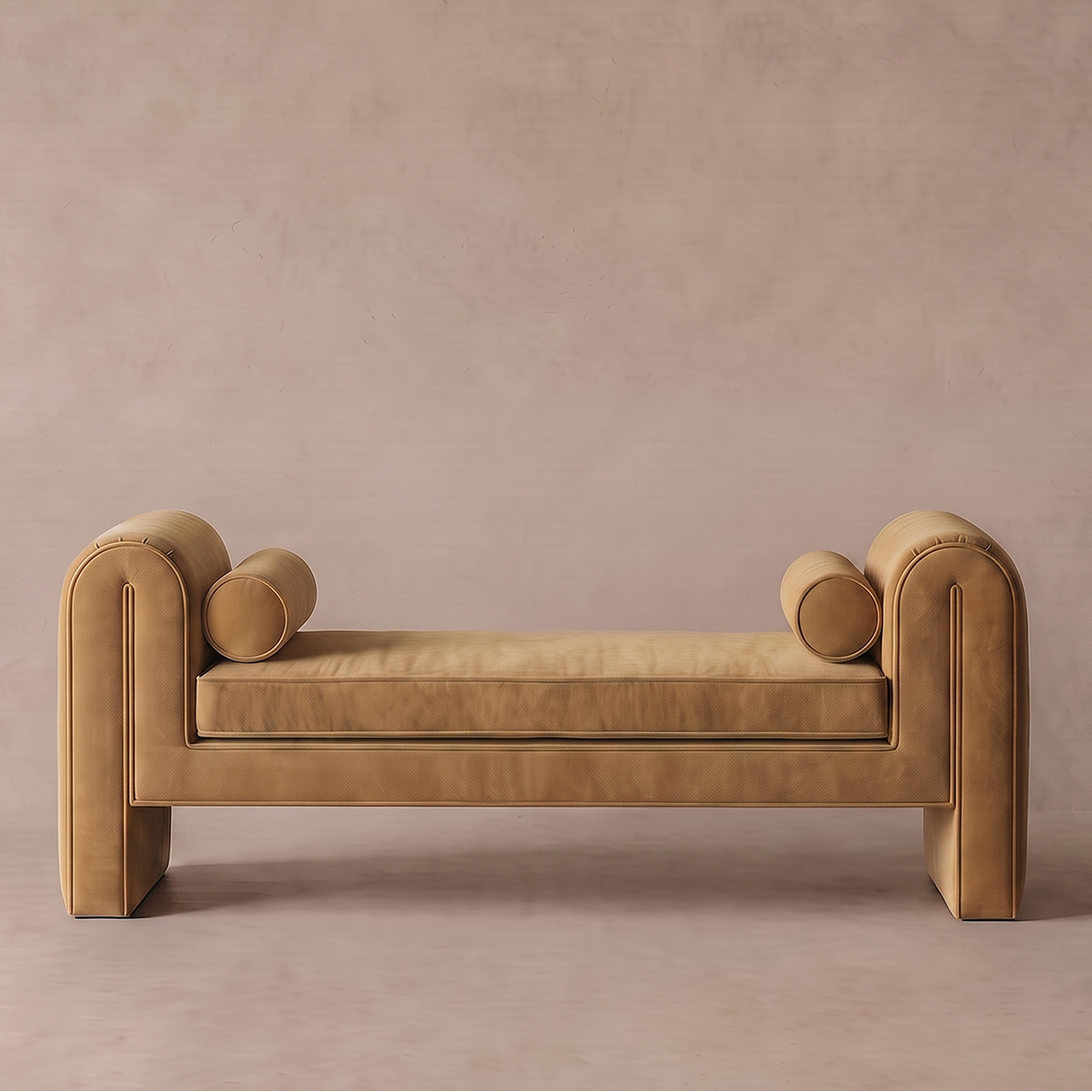 Aviara Modern Manhattan Style Velvet Bench - MUSTARD