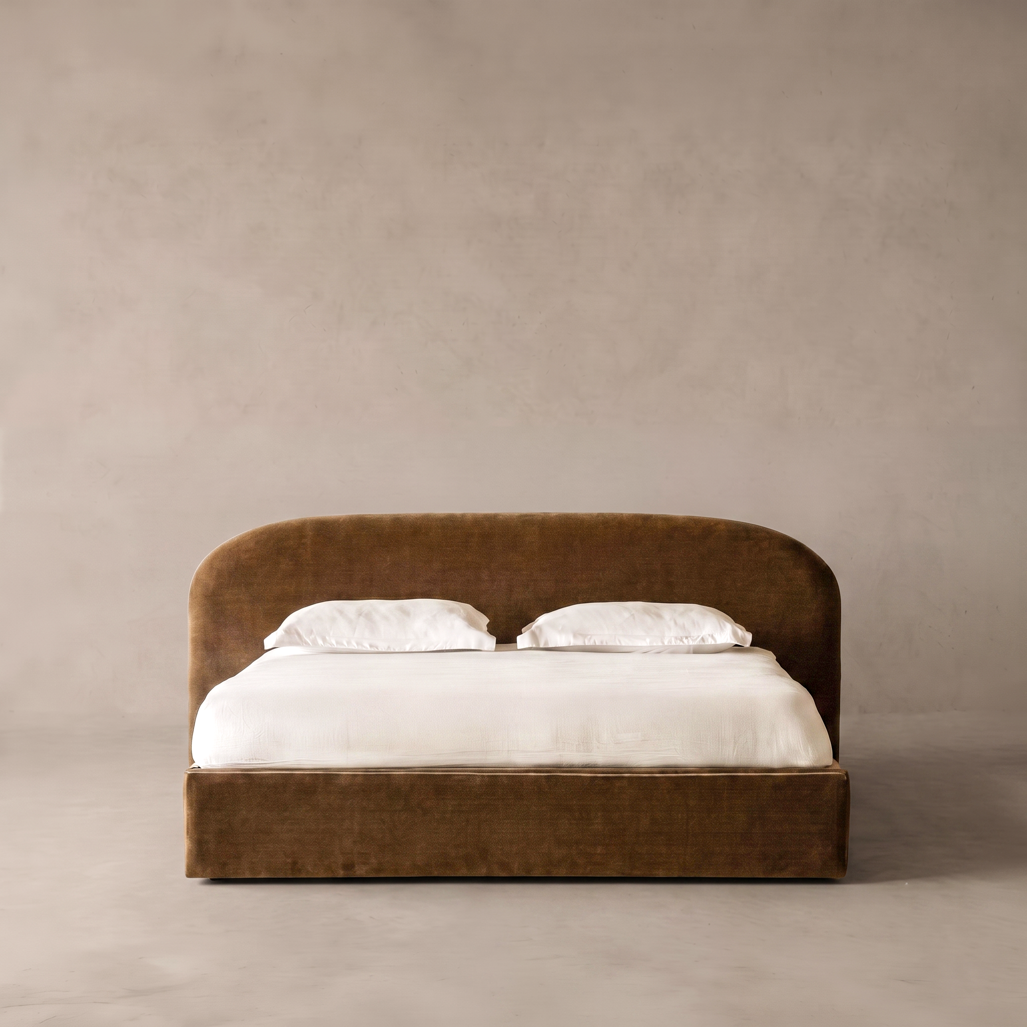 Lunaro Modern Minimalist King Size Sleigh Bed - MUSTARD
