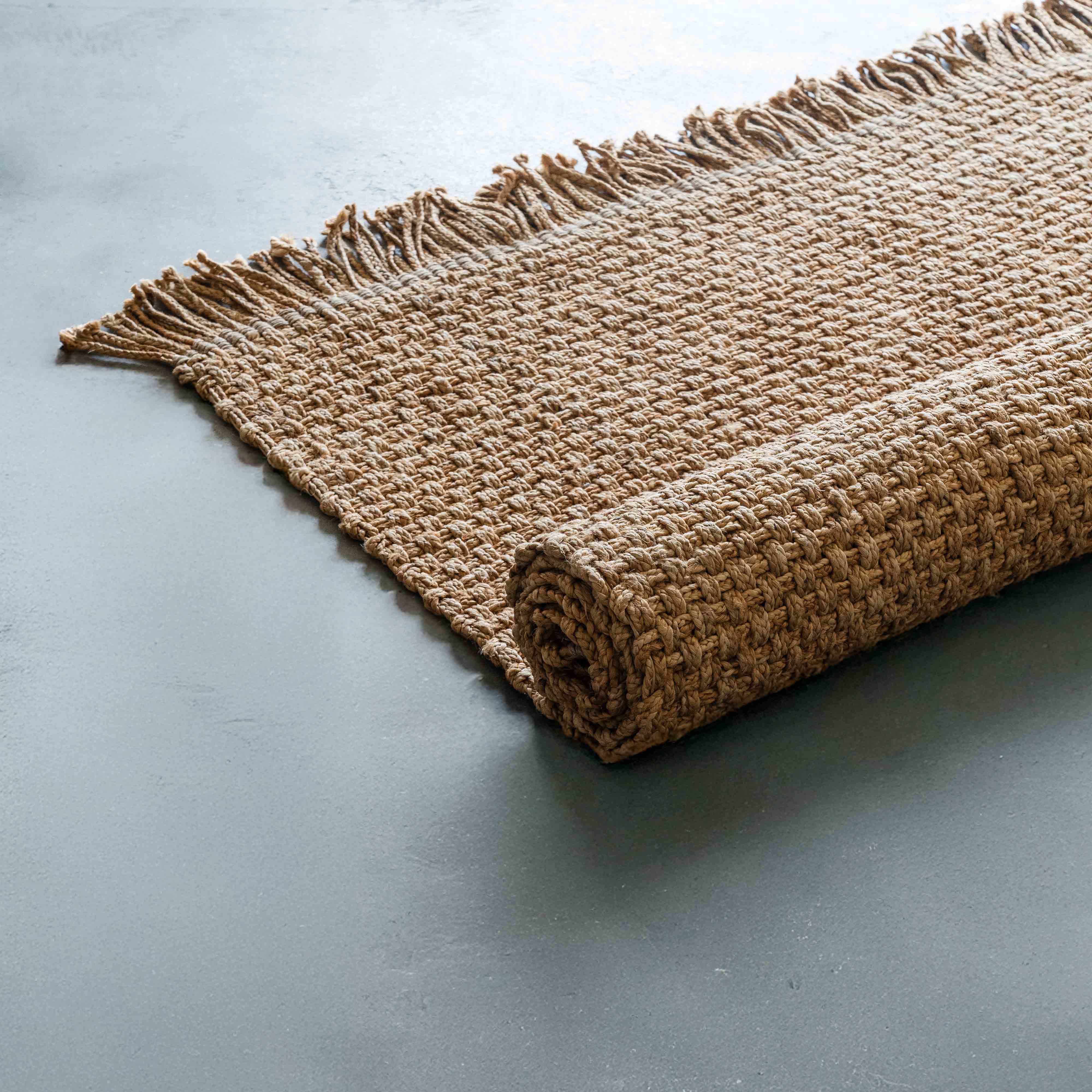 Basket Weave BRJ Jute Blend Brown Handcrafted Jute Rug