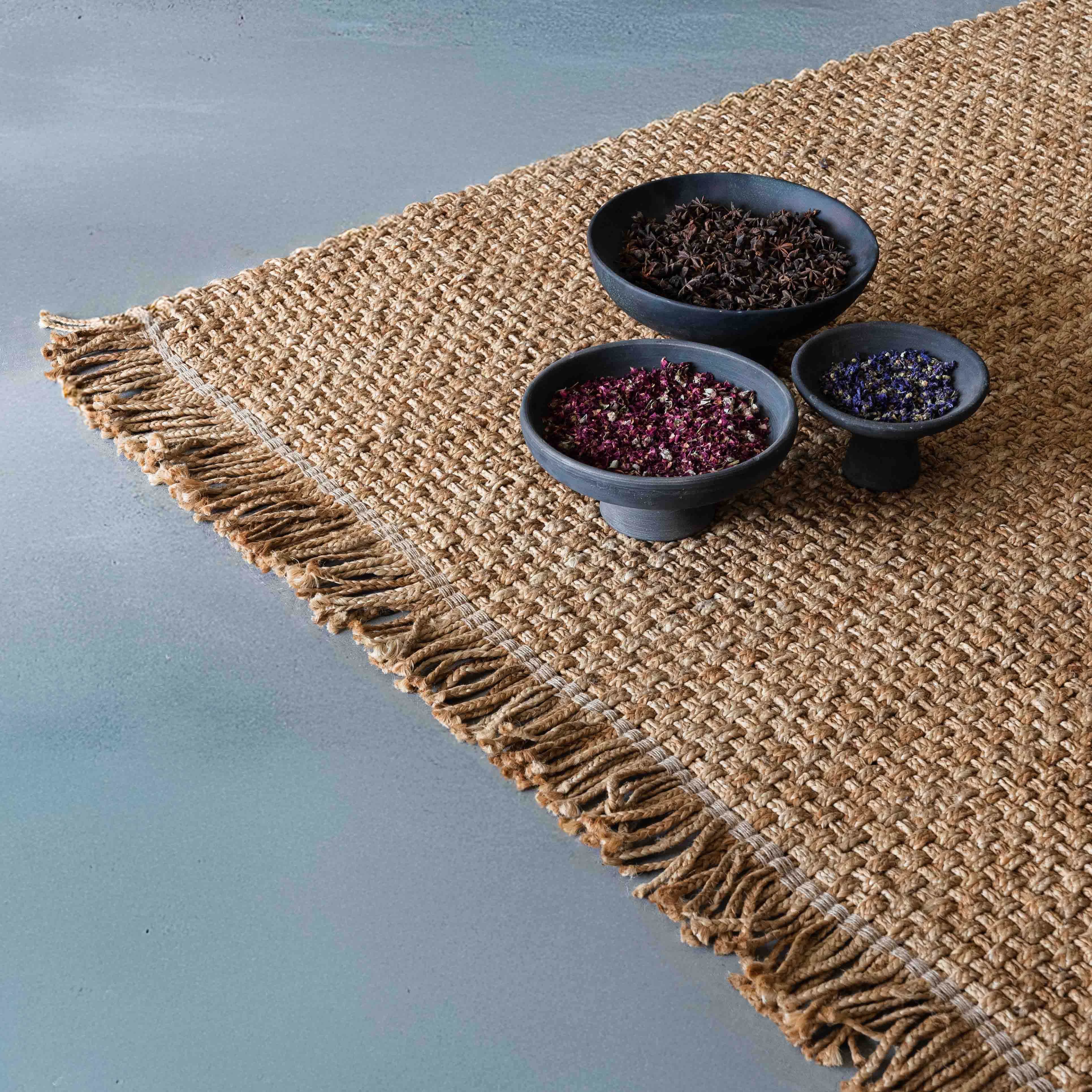 Basket Weave BRJ Jute Blend Brown Handcrafted Jute Rug