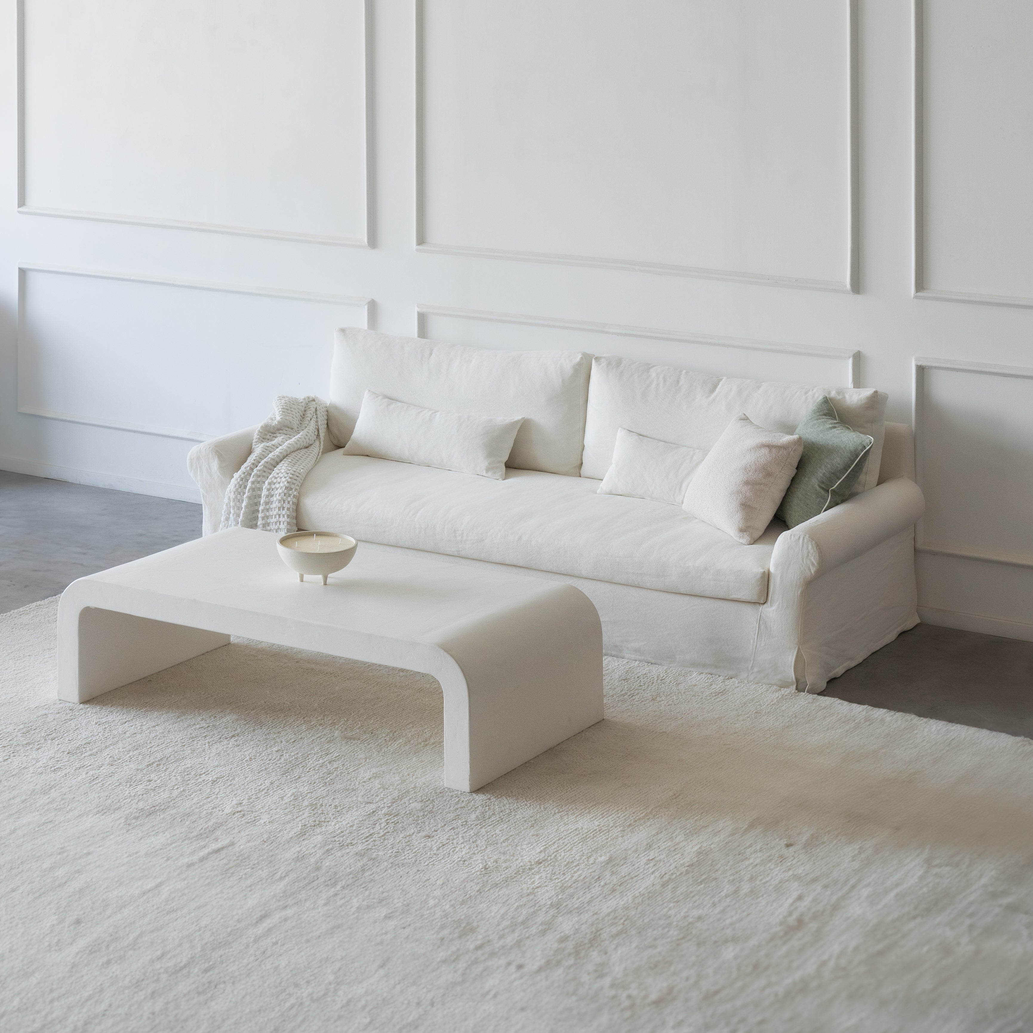 Belgian Arm Linen 3 Seater Sofa  - WS Living - UAE - Sofas Wood and steel Furnitures - Dubai