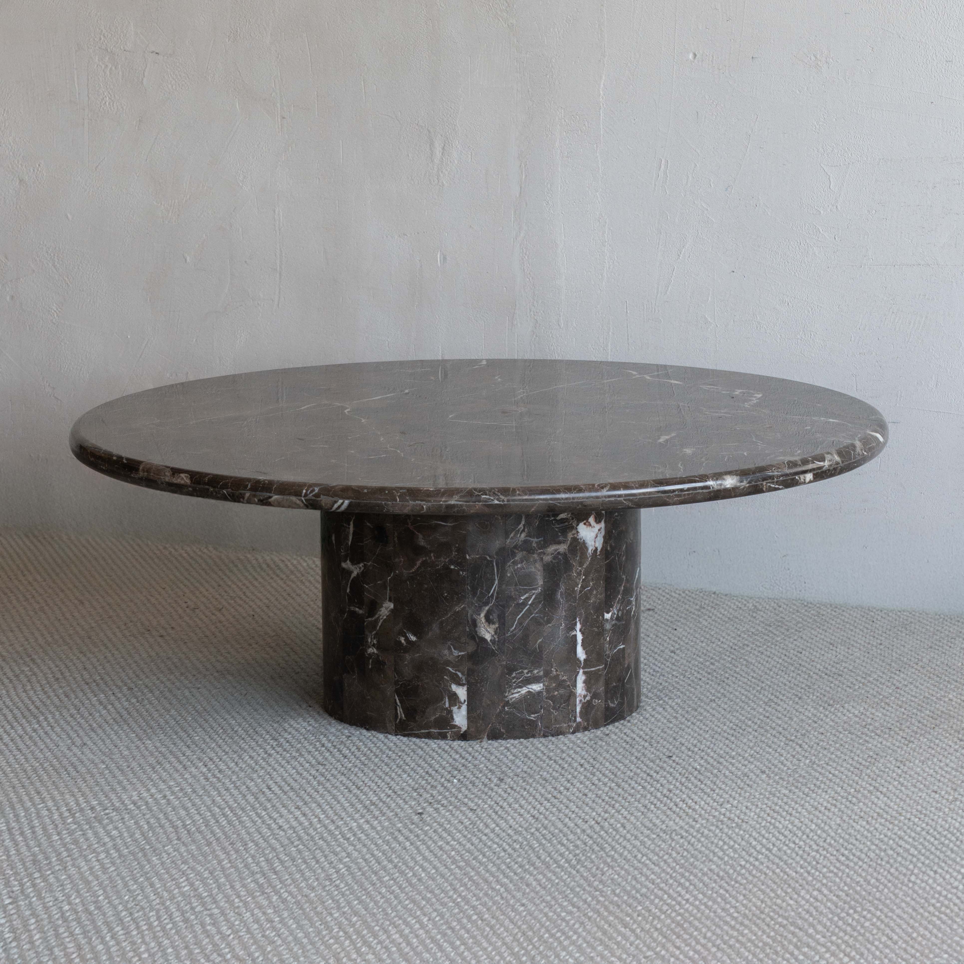 Imperio Brown Marble Round Coffee Table