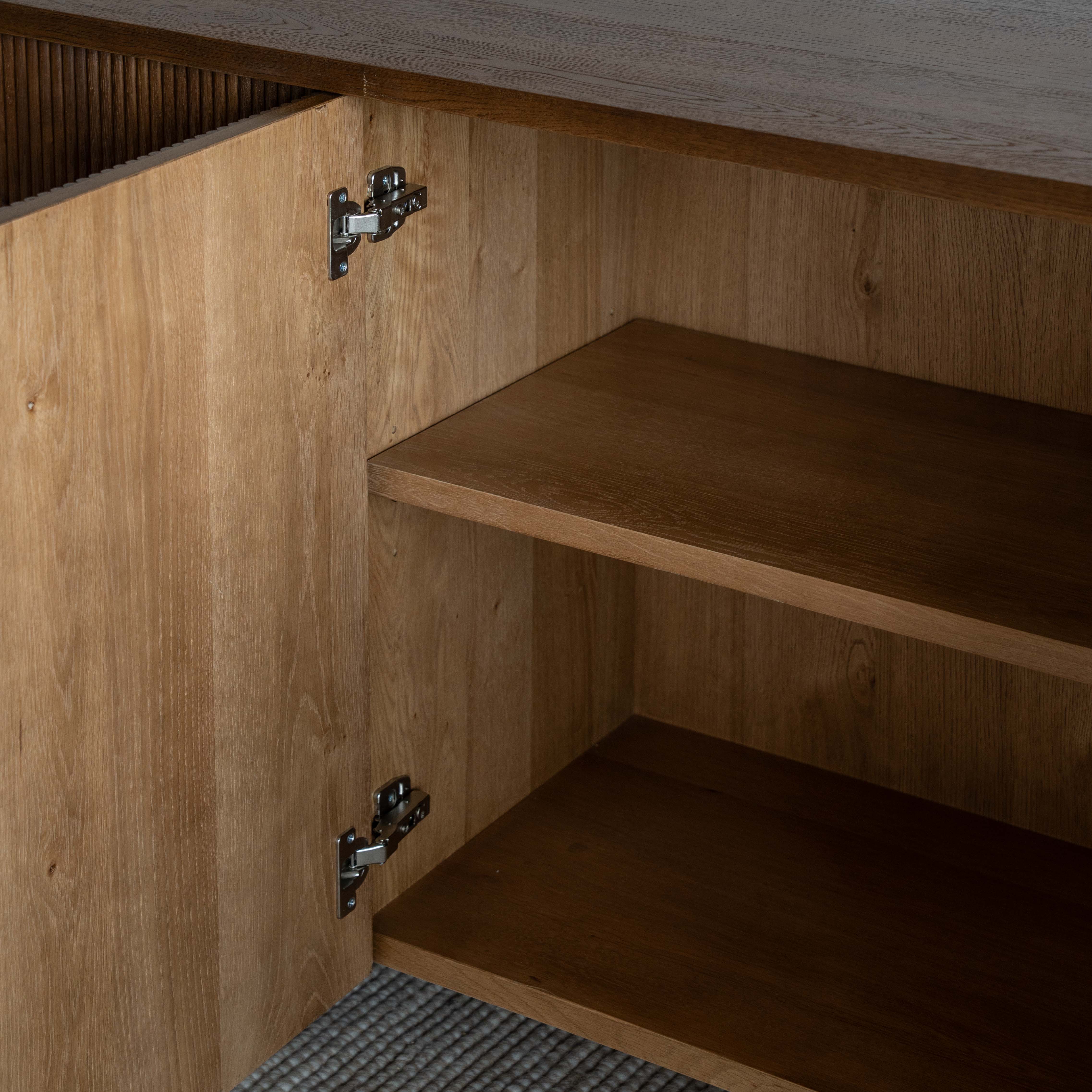Bruno Modern Oak Wood Fluted Sideboard - WALNUT