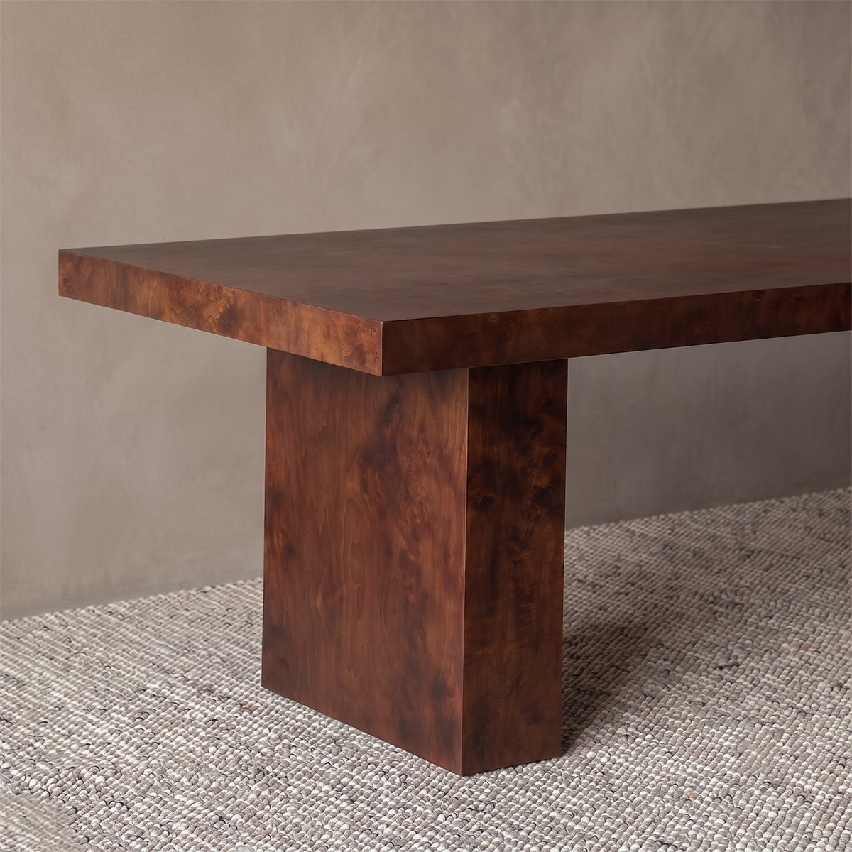 Burl Wood Dark Walnut Rectangle Dining Table