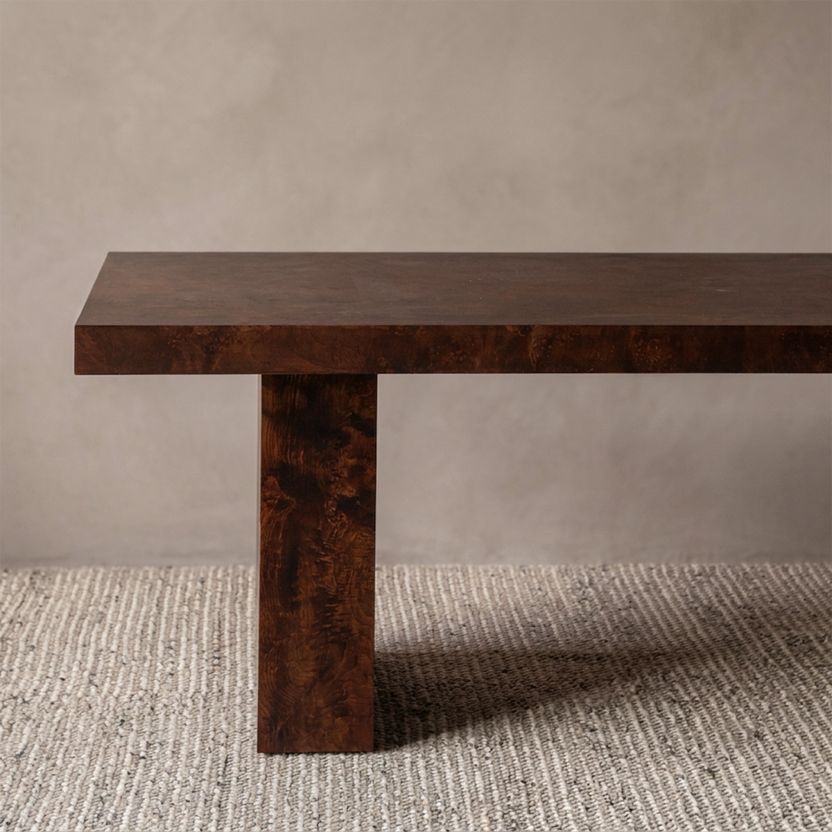 Burl Wood Dark Walnut Rectangle Dining Table