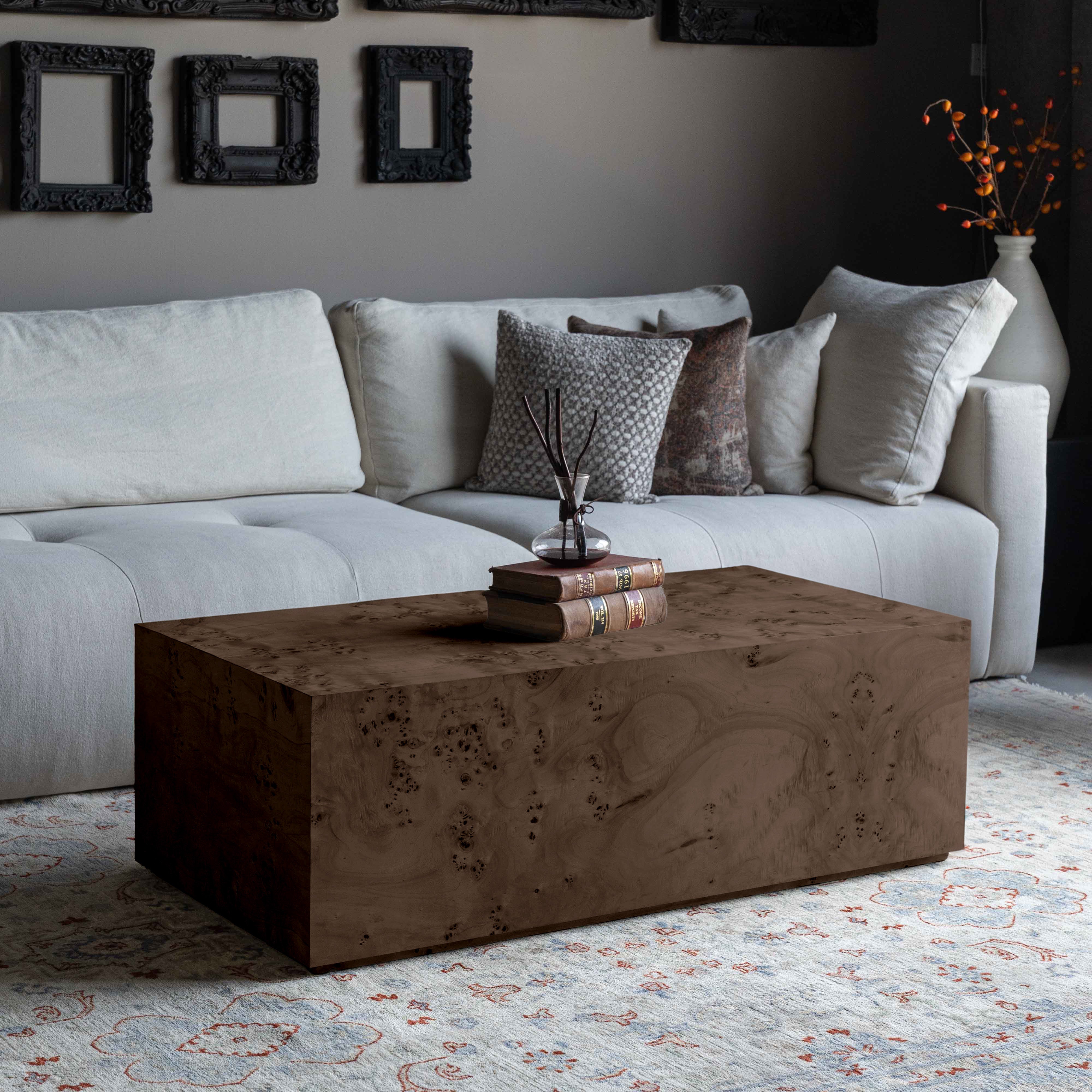 Burl & Craft Classic Burl Wood Coffee Table - Dark Walnut