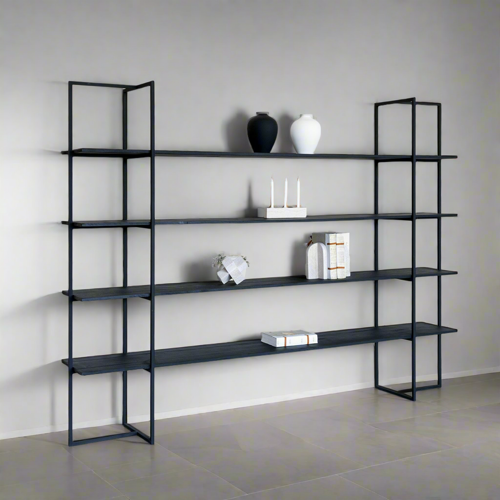 Tokyo Long Wooden Shelf With Steel Frame