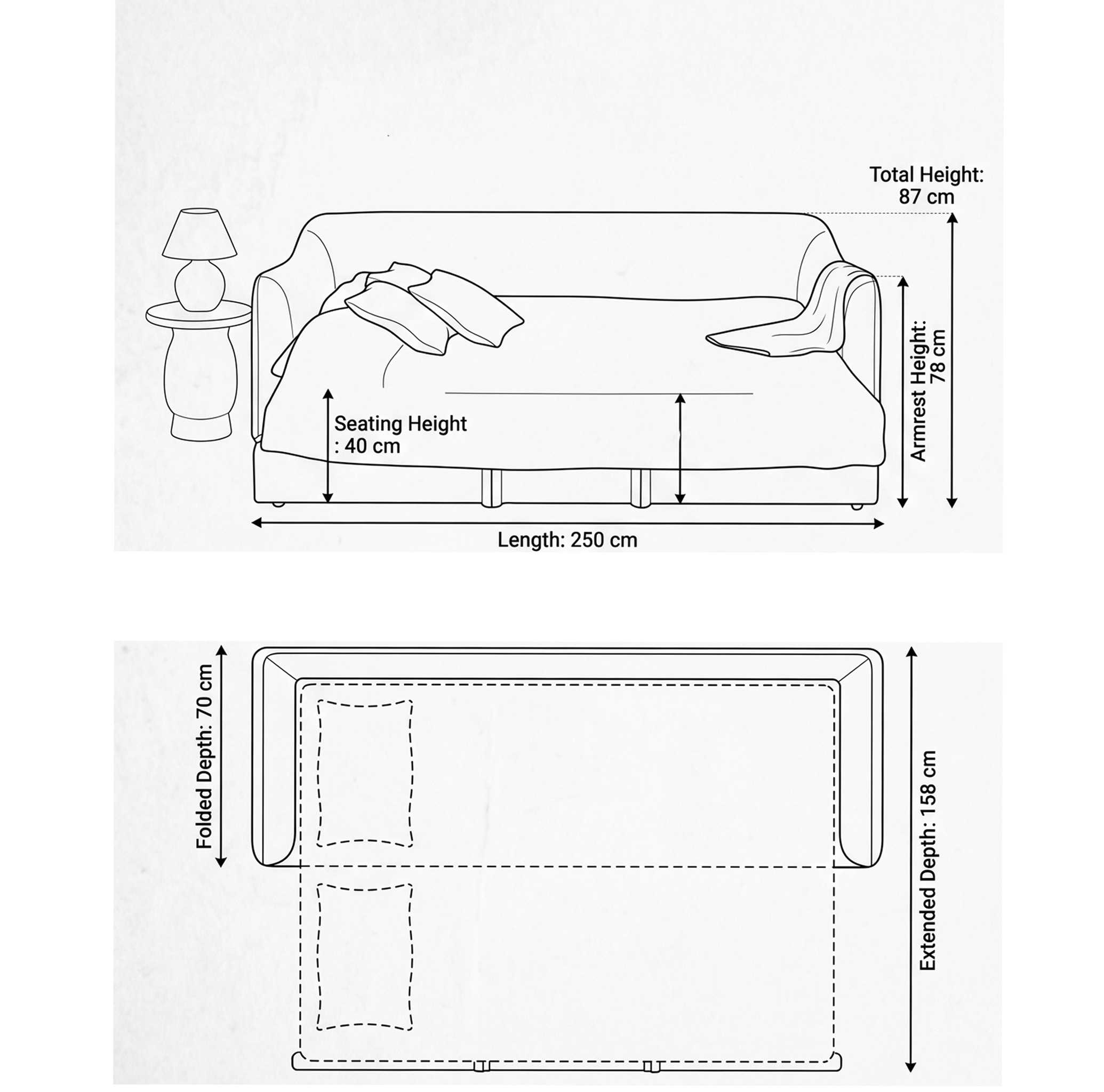Clara Classic Style Linen Sofa Bed
