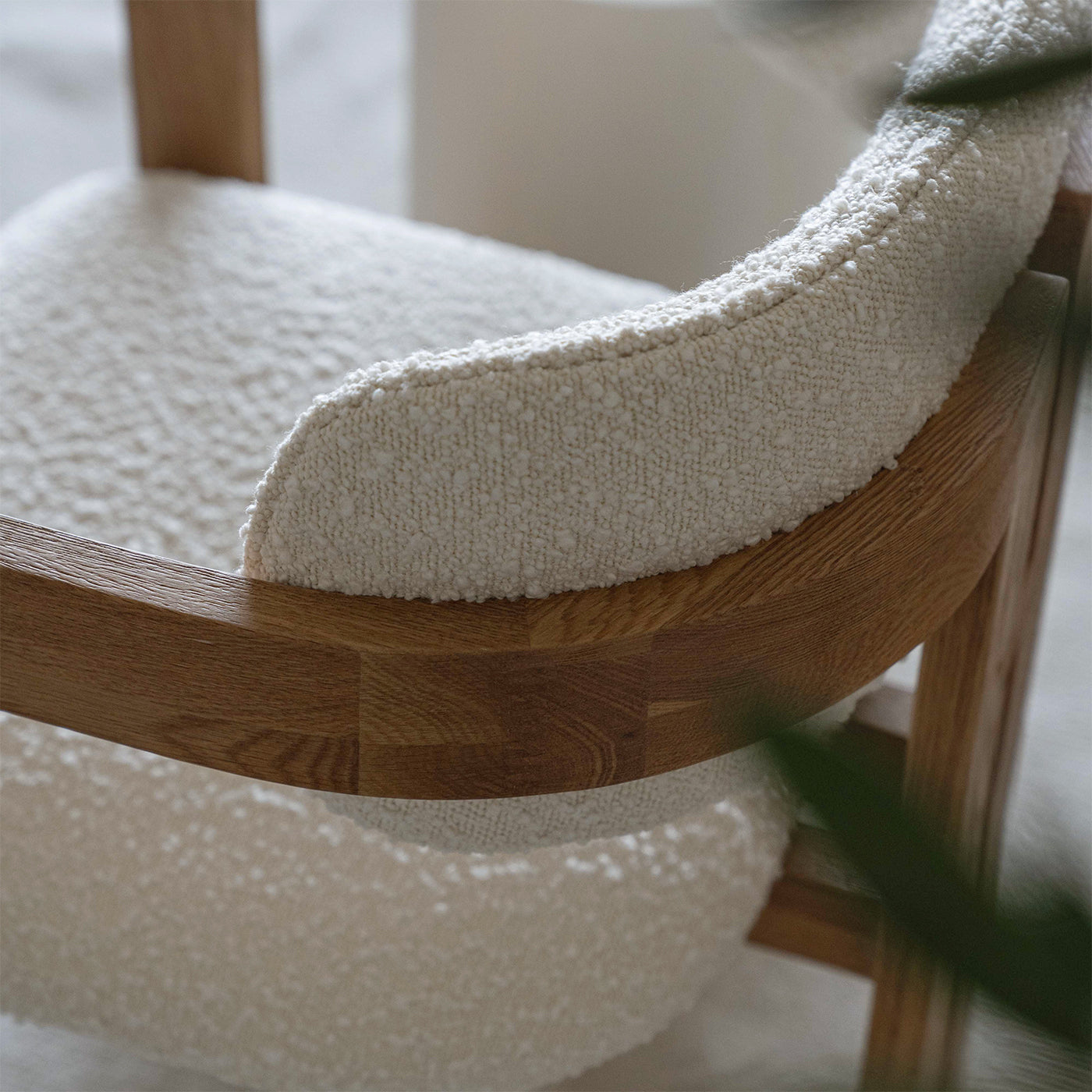 Caden Natural Solid Wood & Boucle Dining Chair