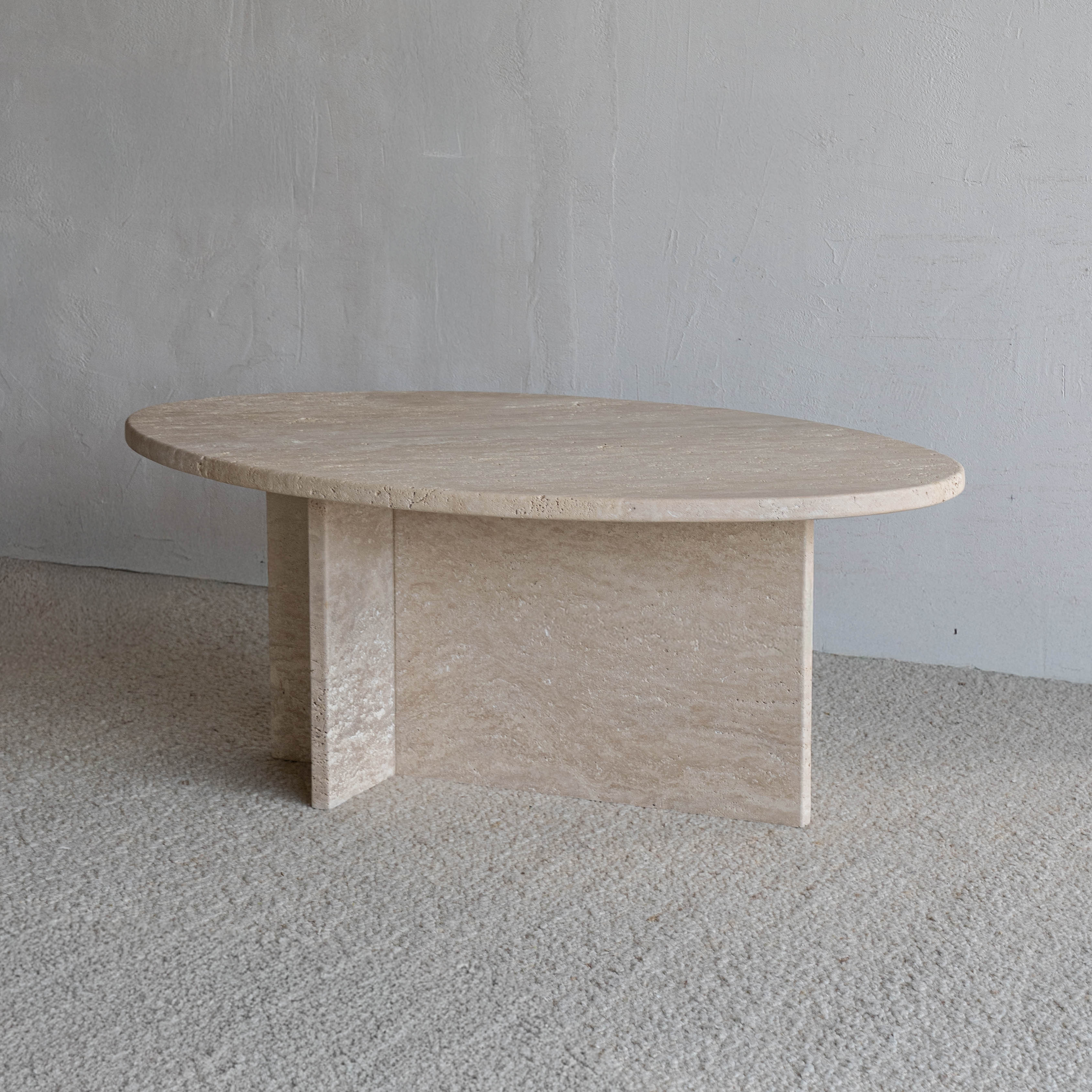 Caliza Travertine Marble Oval Coffee Table