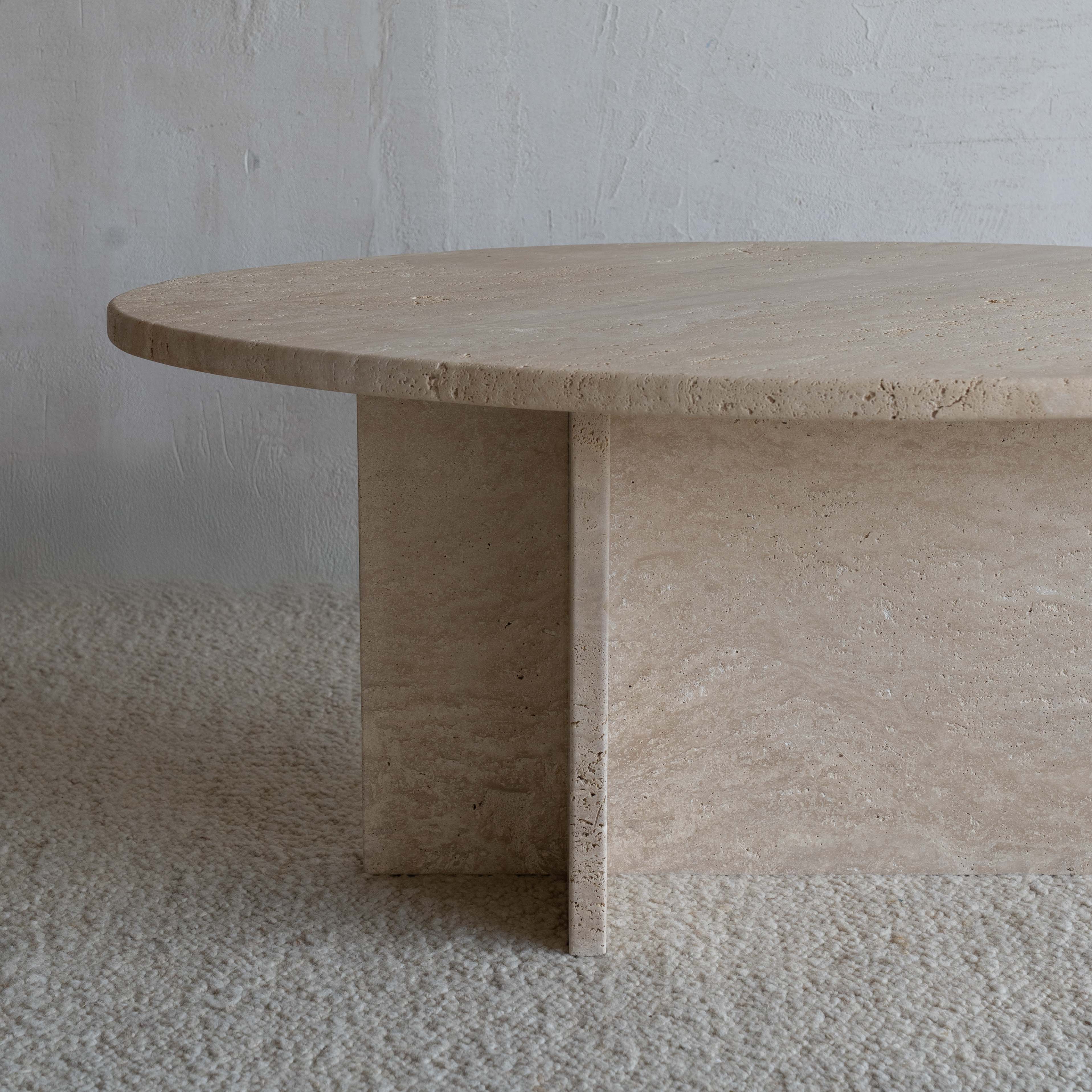 Caliza Travertine Marble Oval Coffee Table
