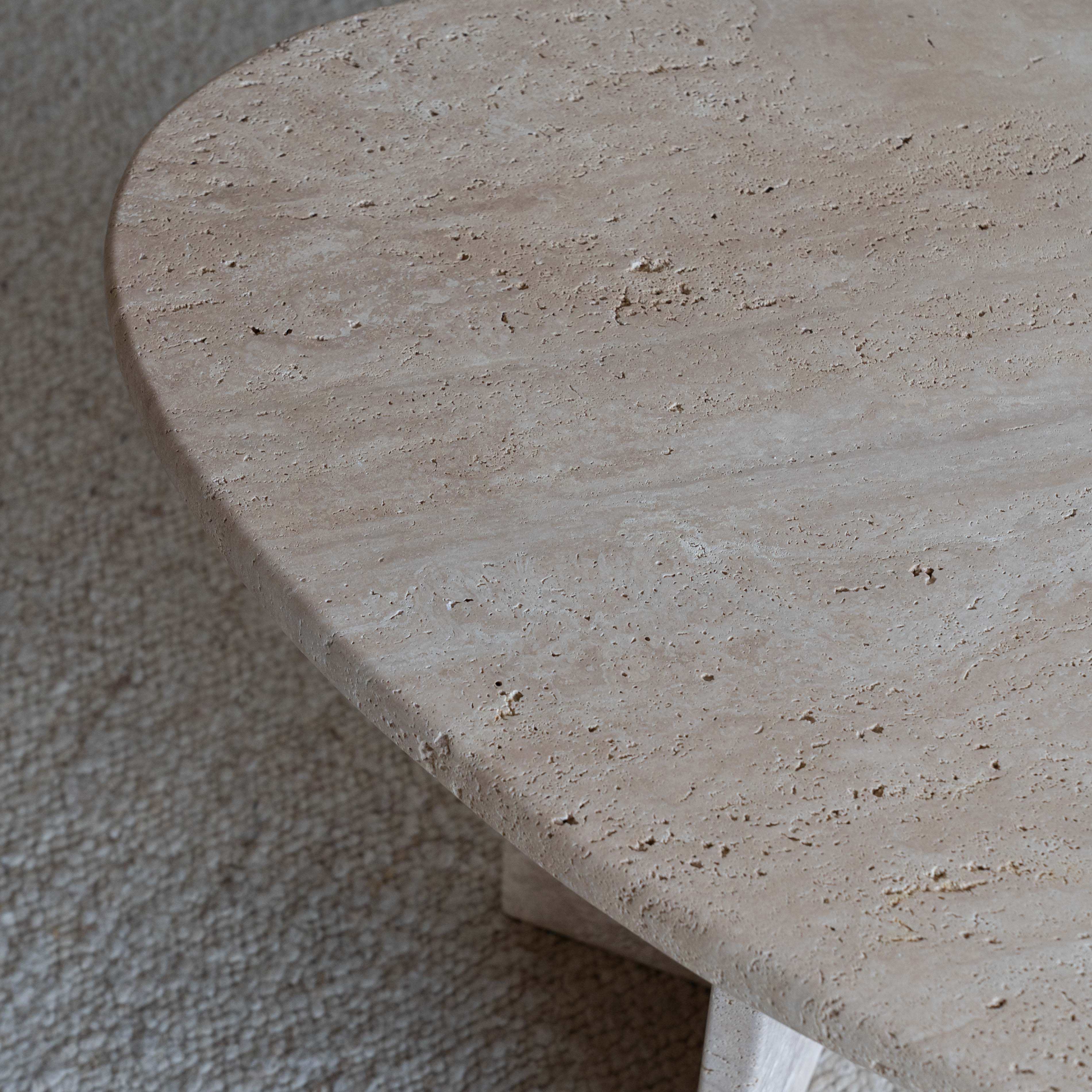 Caliza Travertine Marble Oval Coffee Table