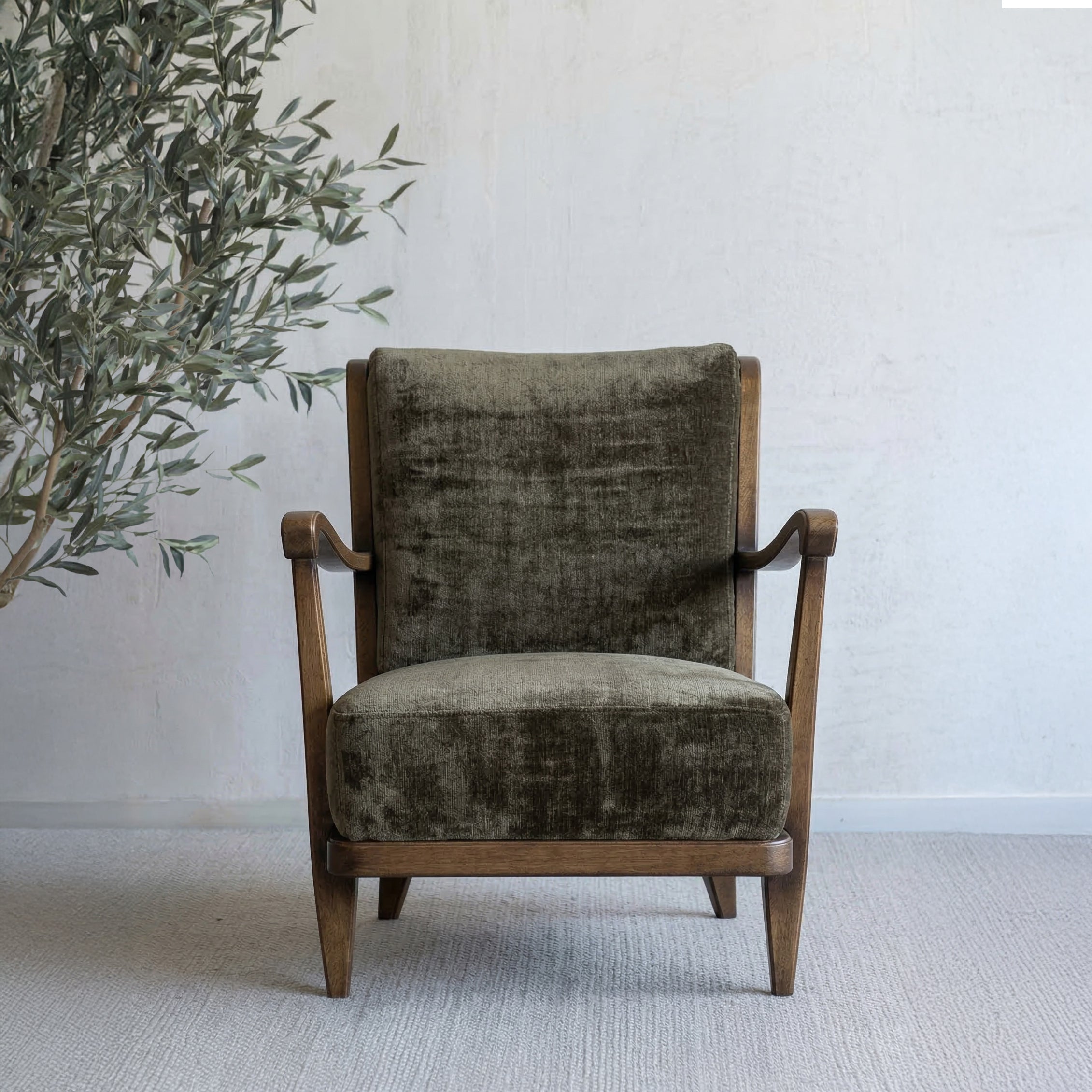 Carmen Moss Velvet Mid-Century Lounge Chair