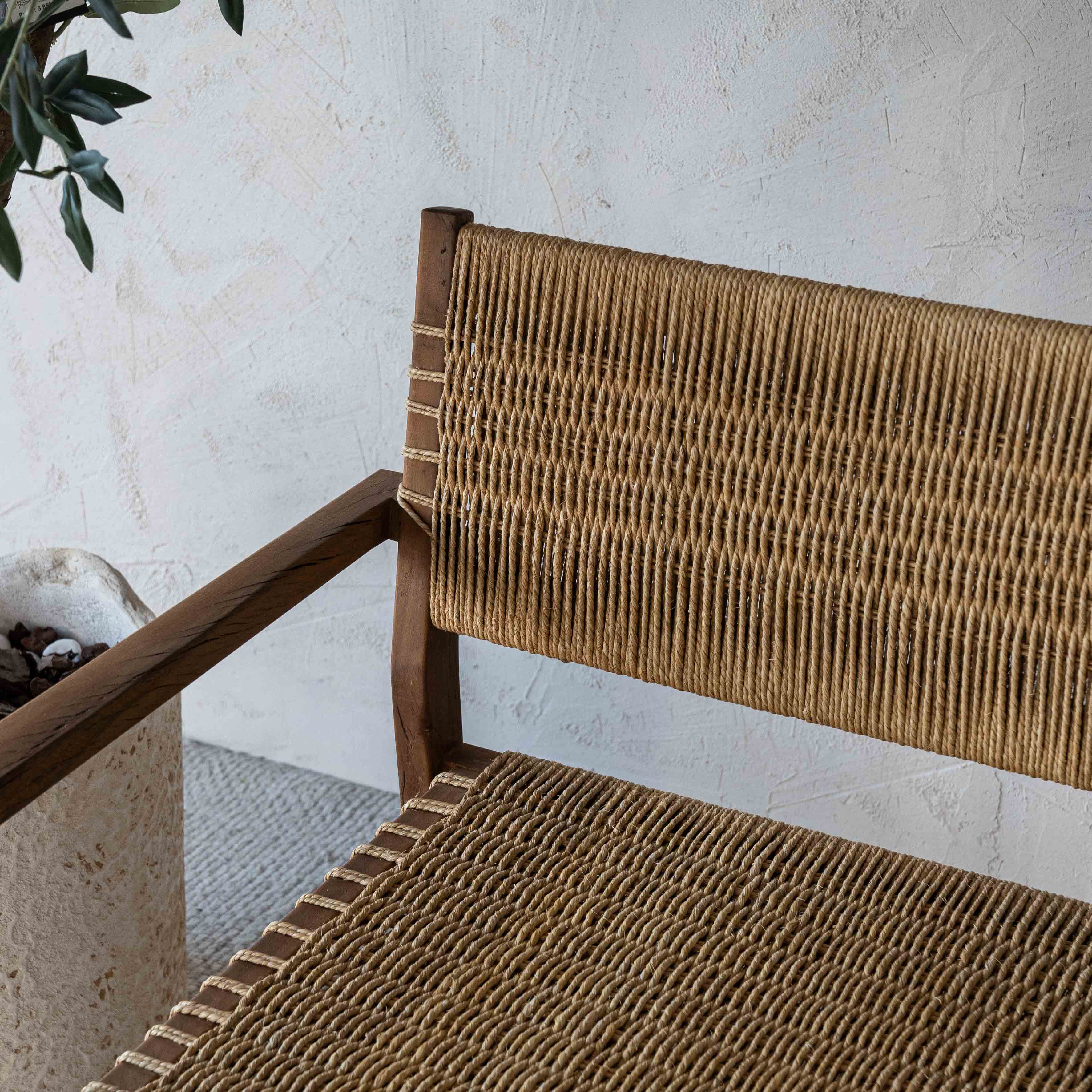 Celeste Wood & Rattan 2 Seater Sofa | Bench