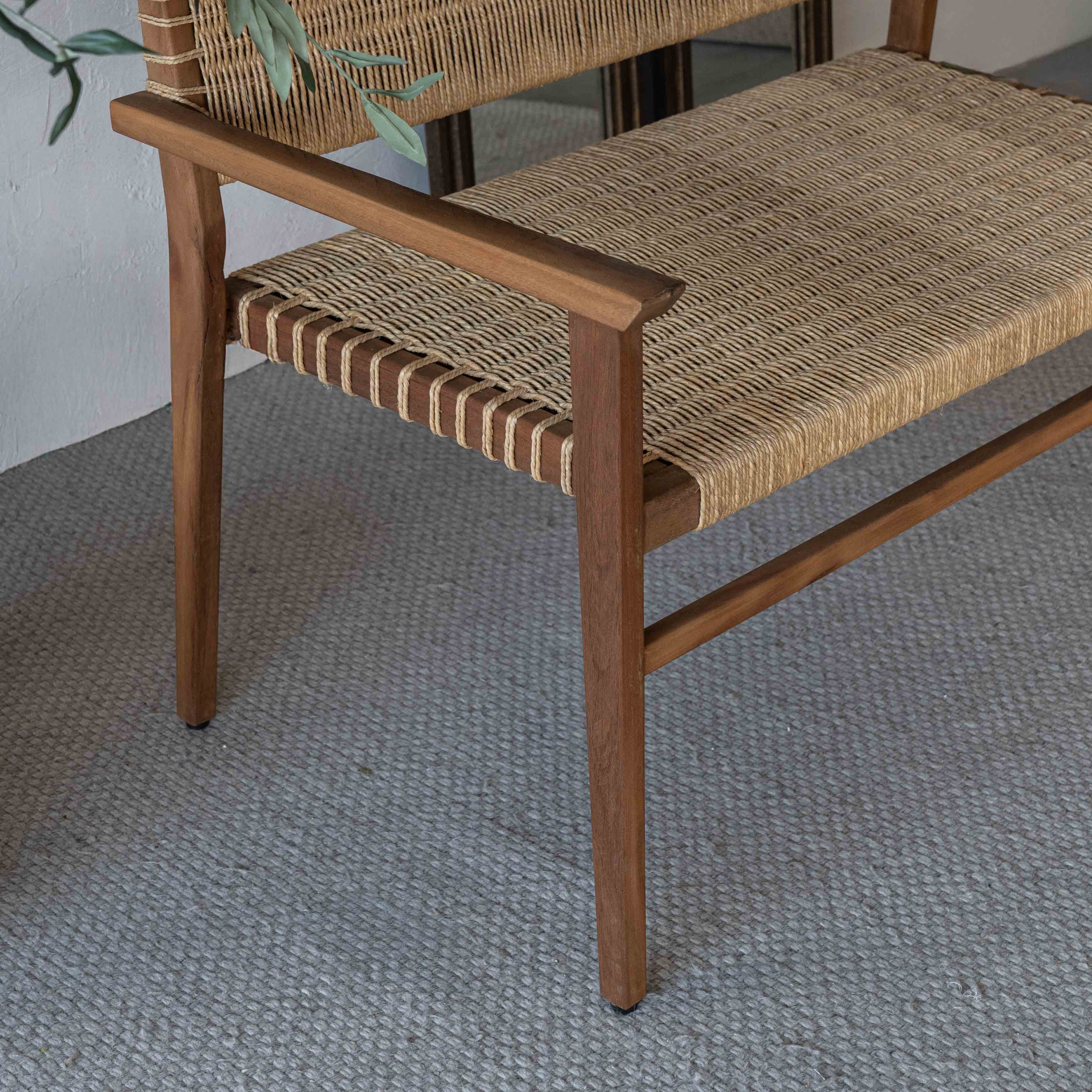Celeste Wood & Rattan 2 Seater Sofa | Bench