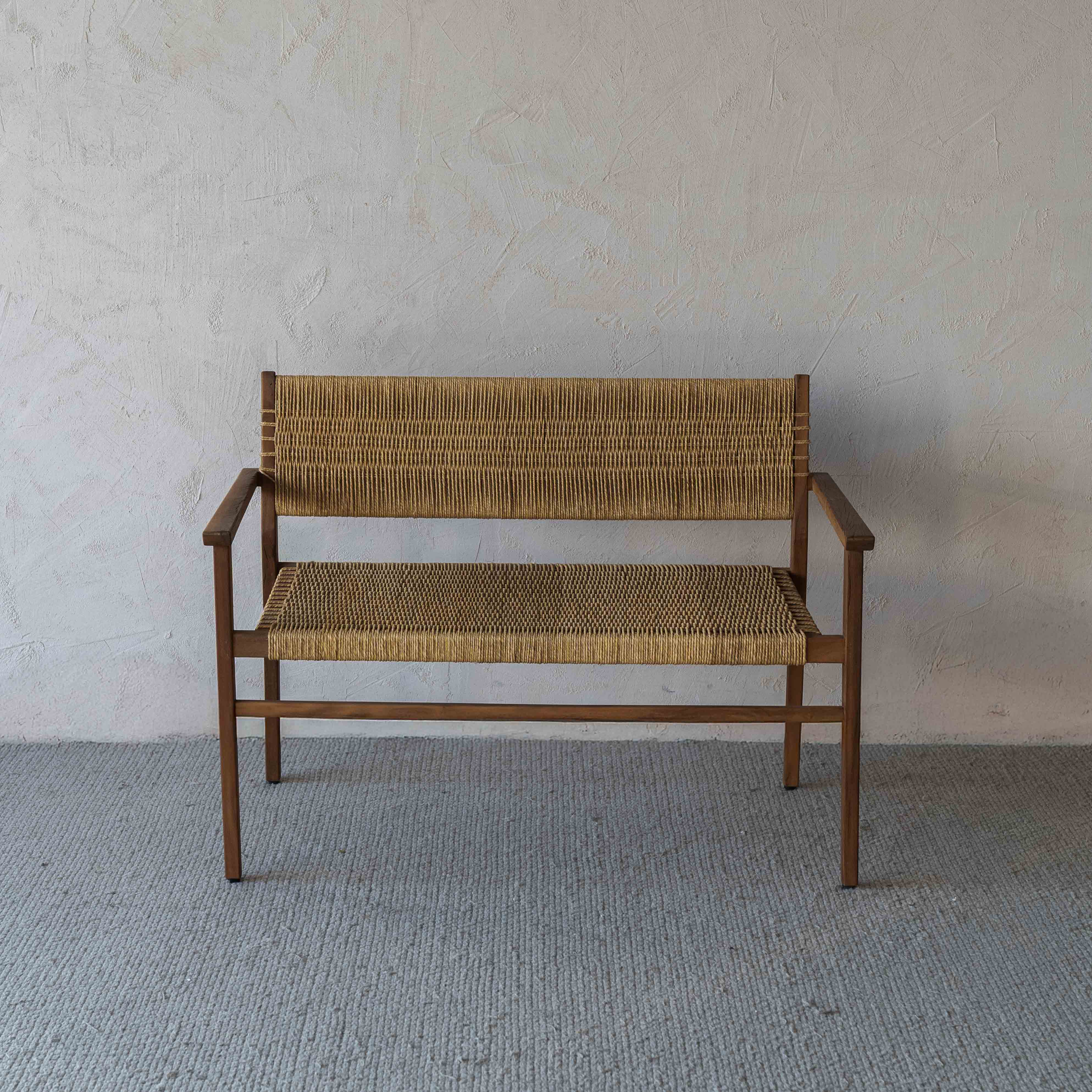 Celeste Wood & Rattan 2 Seater Sofa | Bench