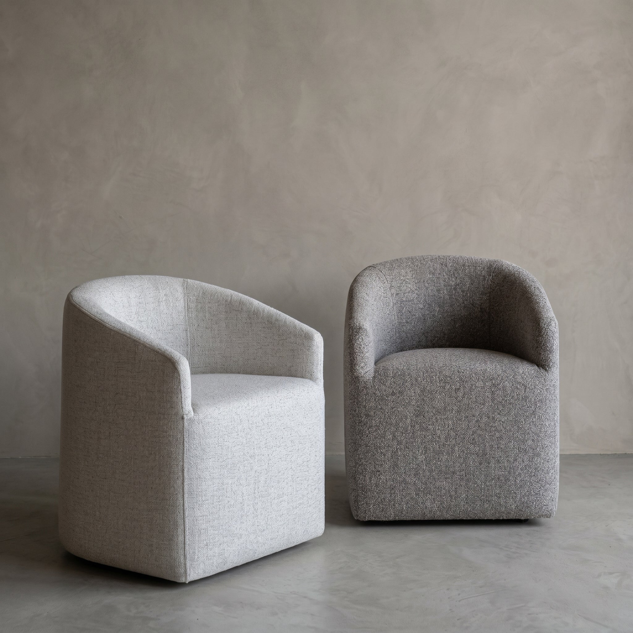 Galet Barrel Dining Armchair With Wheels - Off White