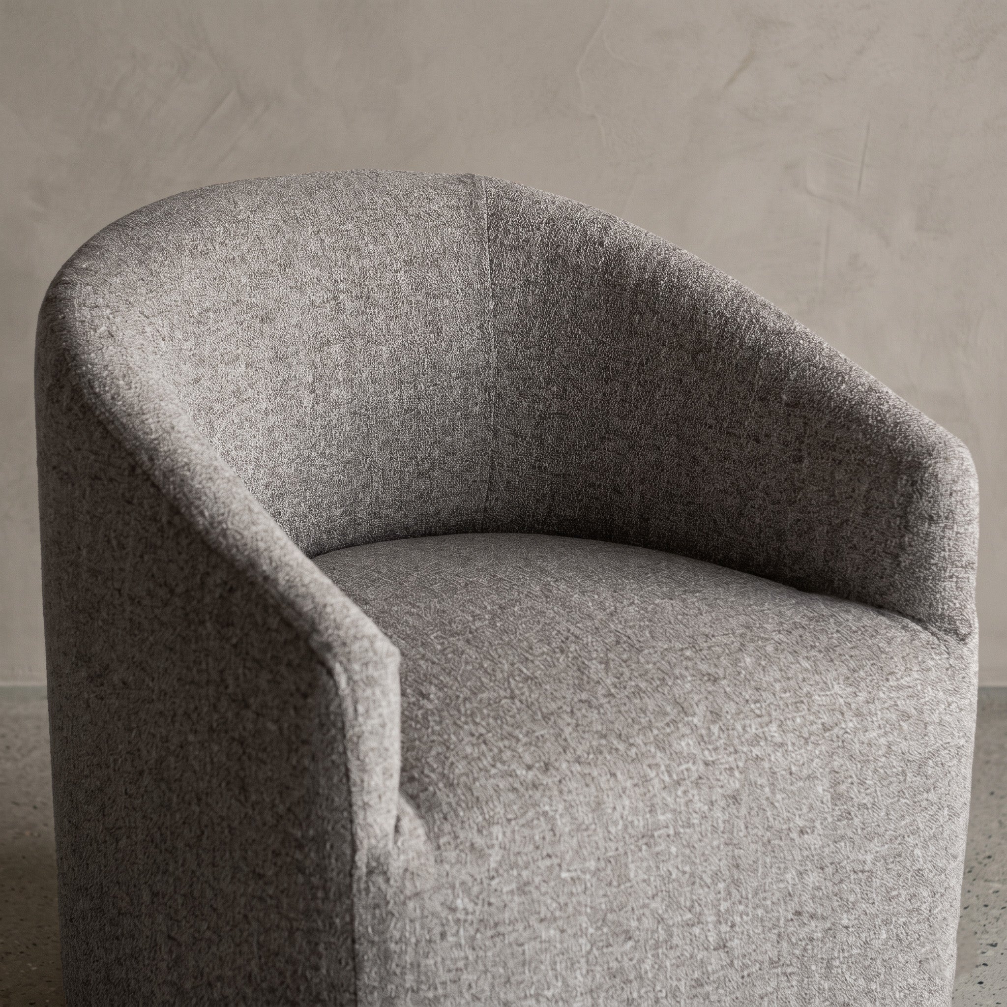 Galet Barrel Dining Armchair With Wheels - GREY