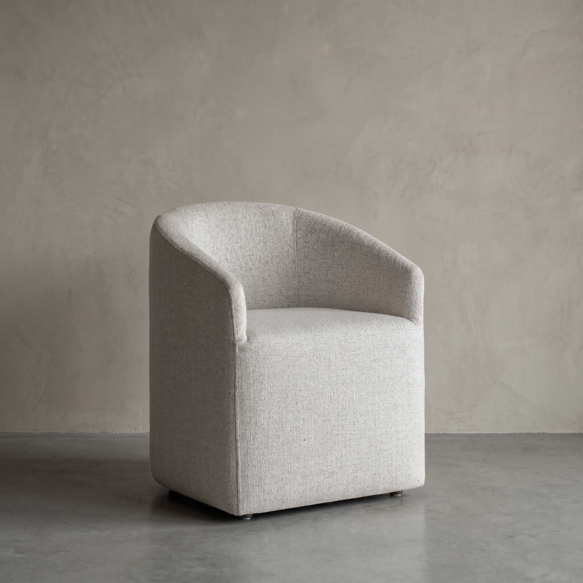 Galet Barrel Dining Armchair With Wheels - Off White