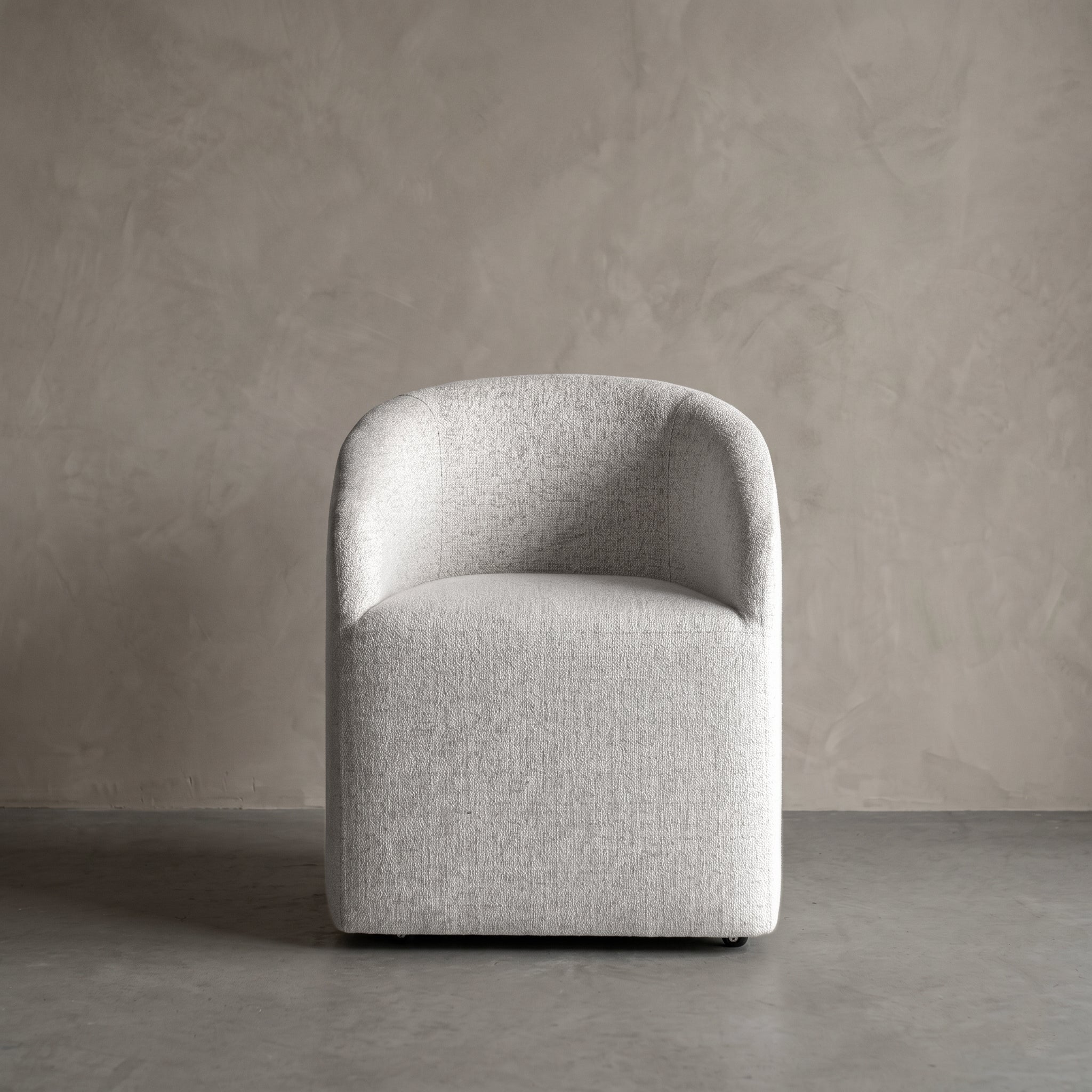 Galet Barrel Dining Armchair With Wheels - Off White