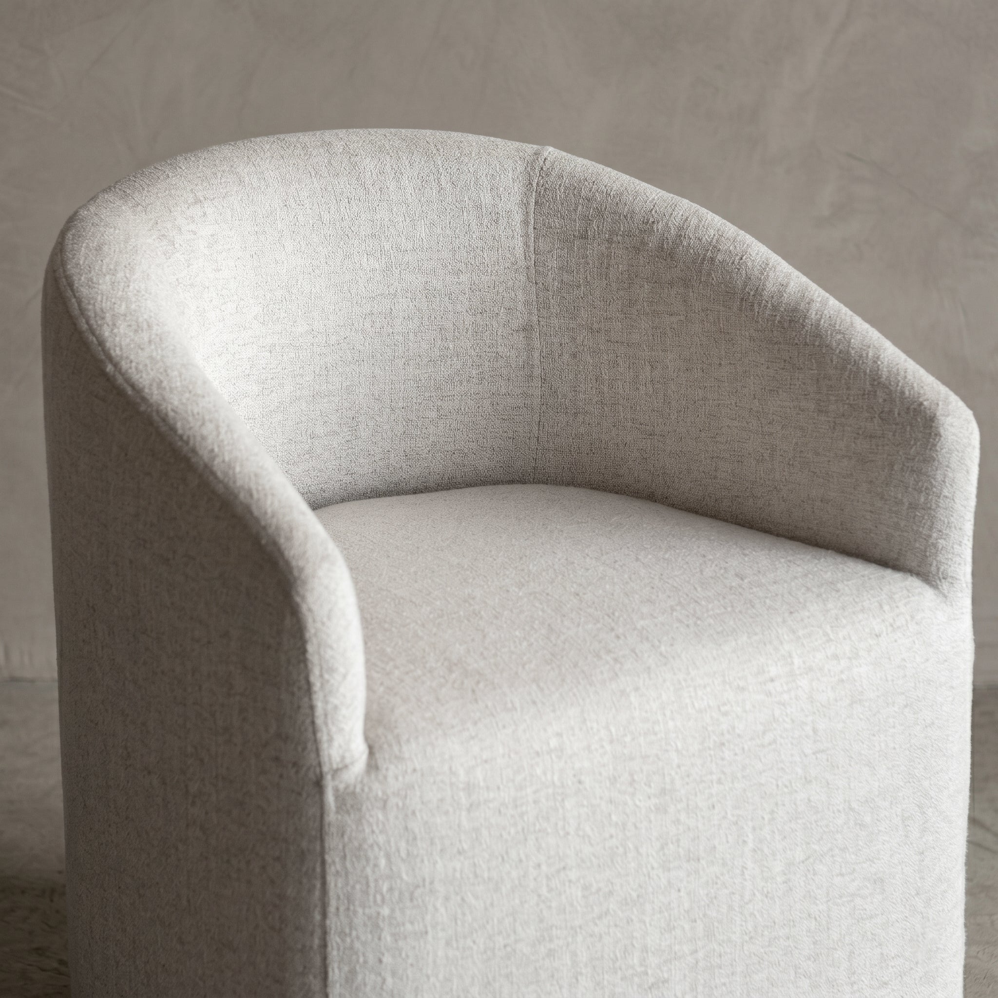 Galet Barrel Dining Armchair With Wheels - Off White