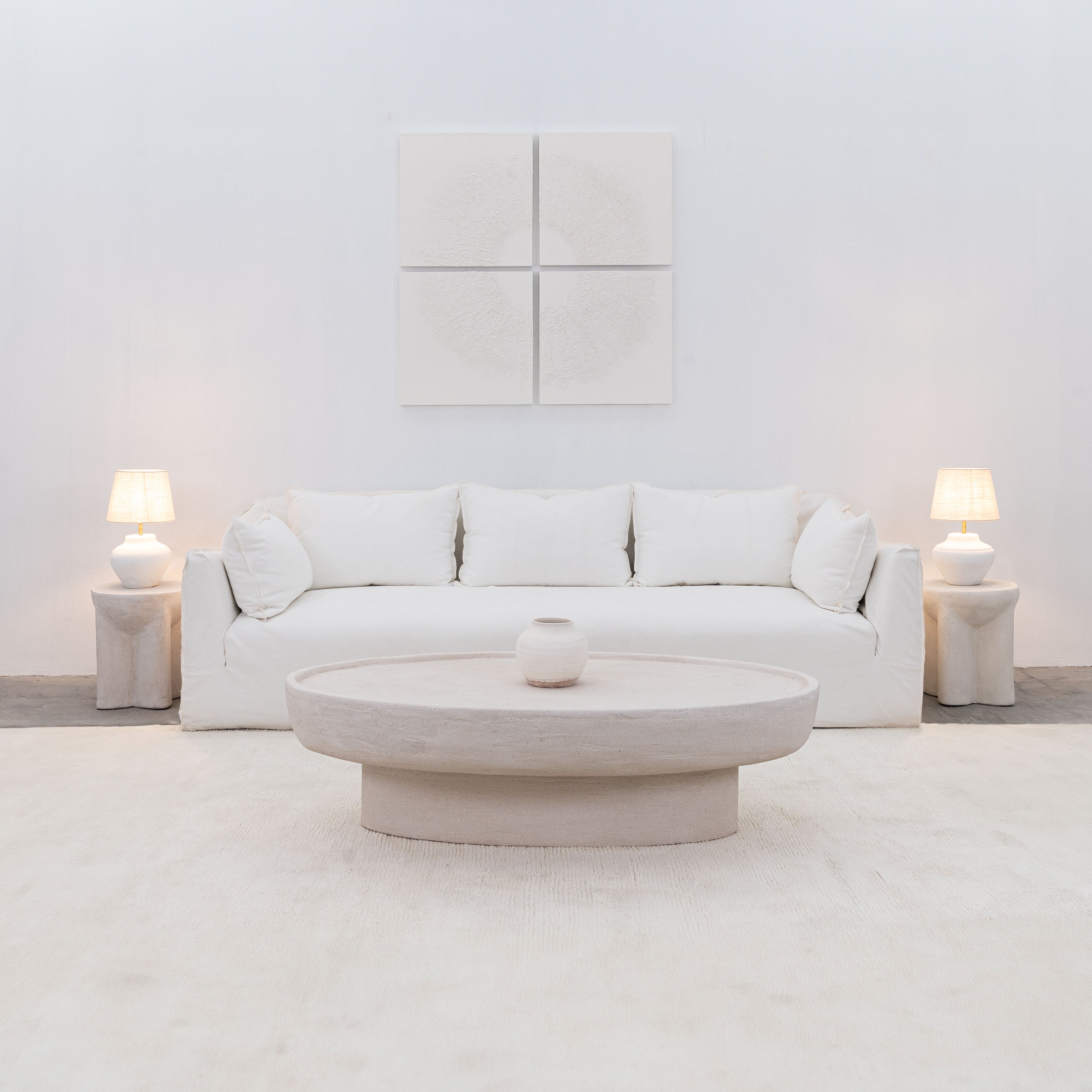 Clara Sofa-White  - WS Living - UAE -  Wood and steel Furnitures - Dubai