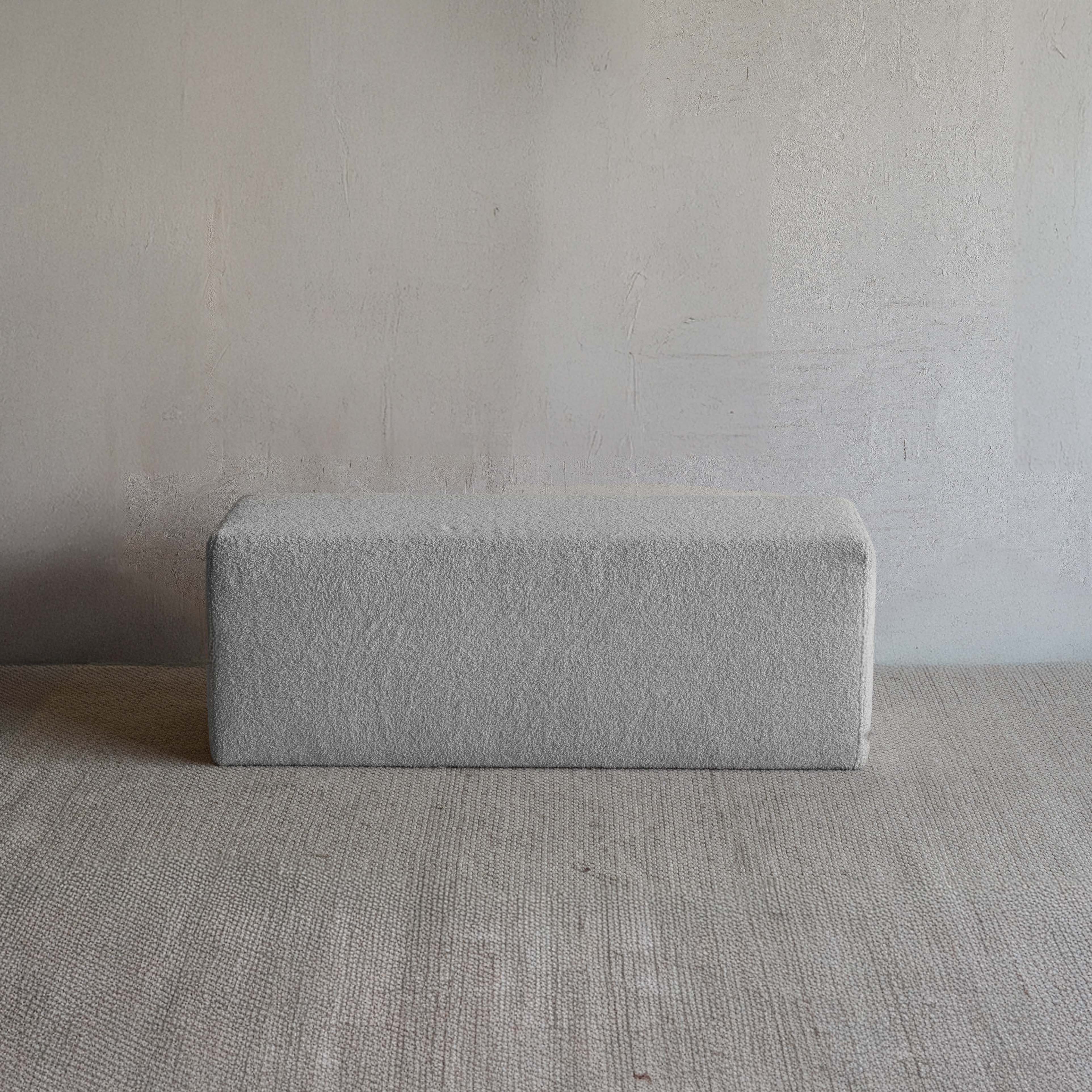 Contour White Boucle Bench