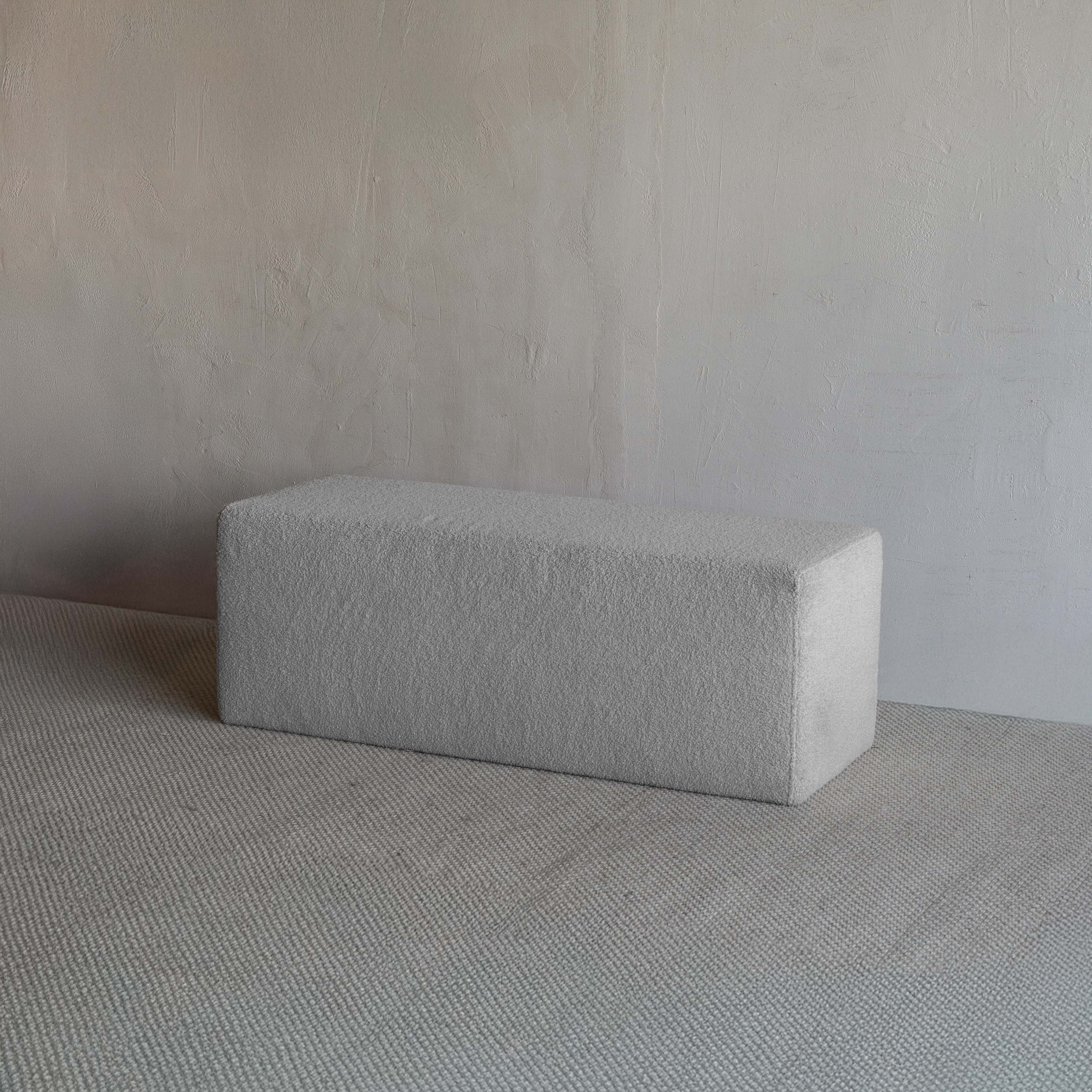 Contour White Boucle Bench
