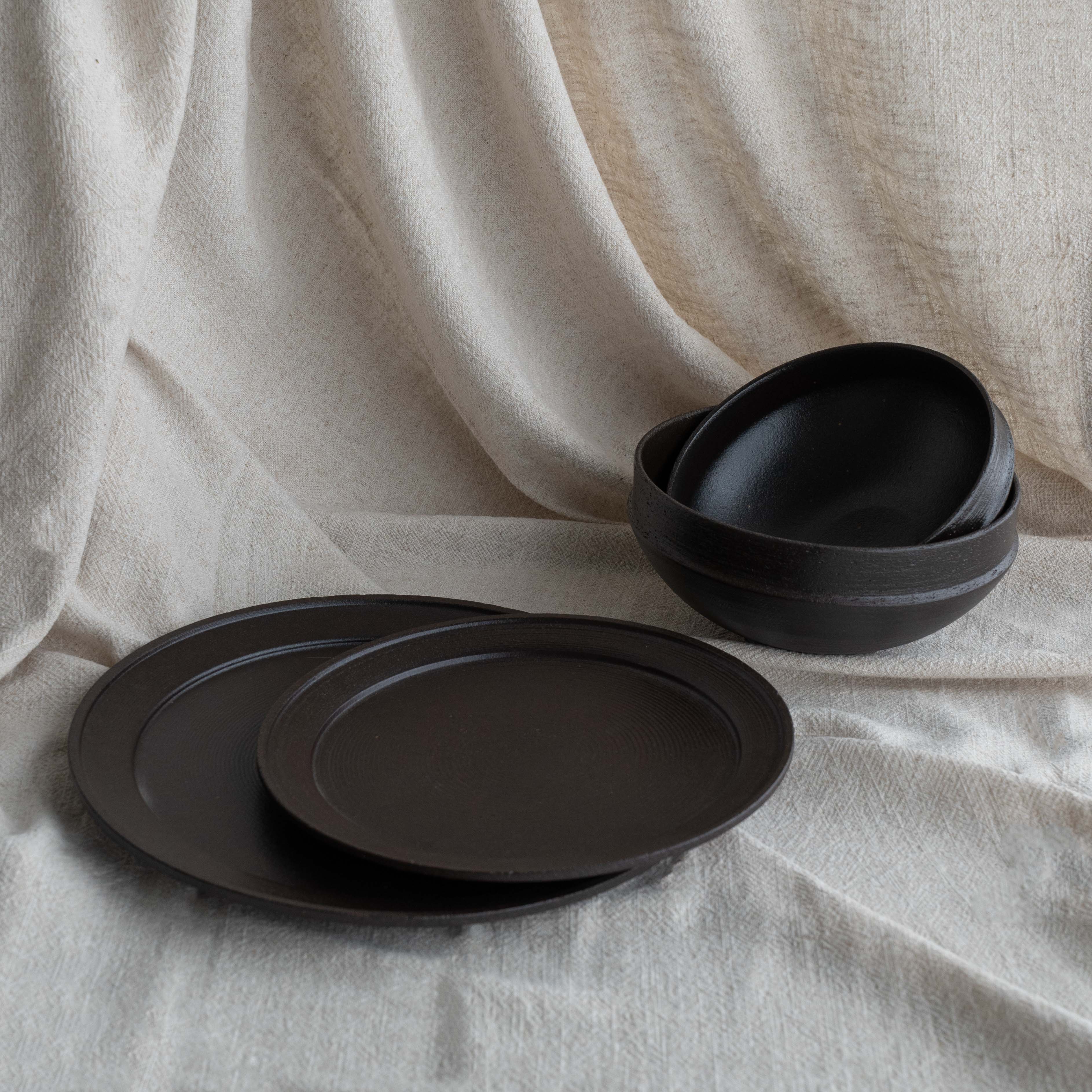 Claycore Black Terracotta Dinner Set for 1