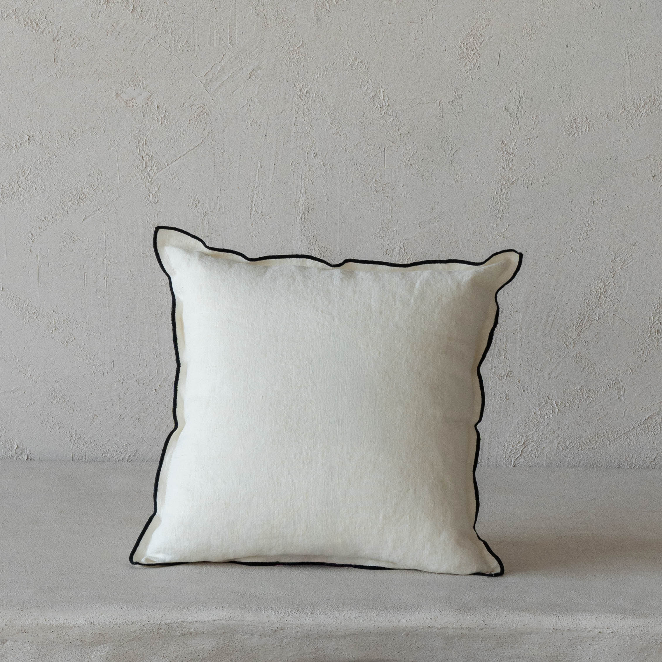 Soft Aura  Black Overlock White Cushion Cover 45x45cm