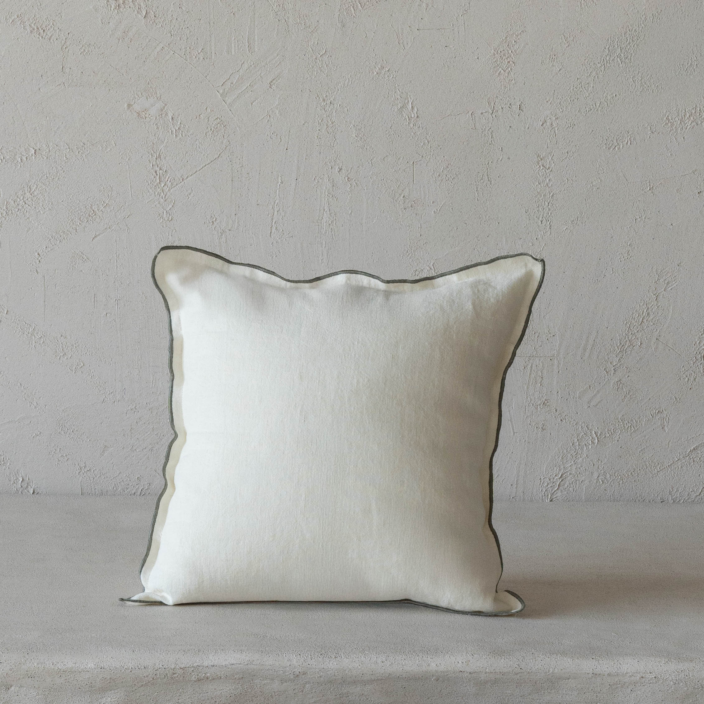 Glow Grey Overlock White Cushion Cover 45x45cm