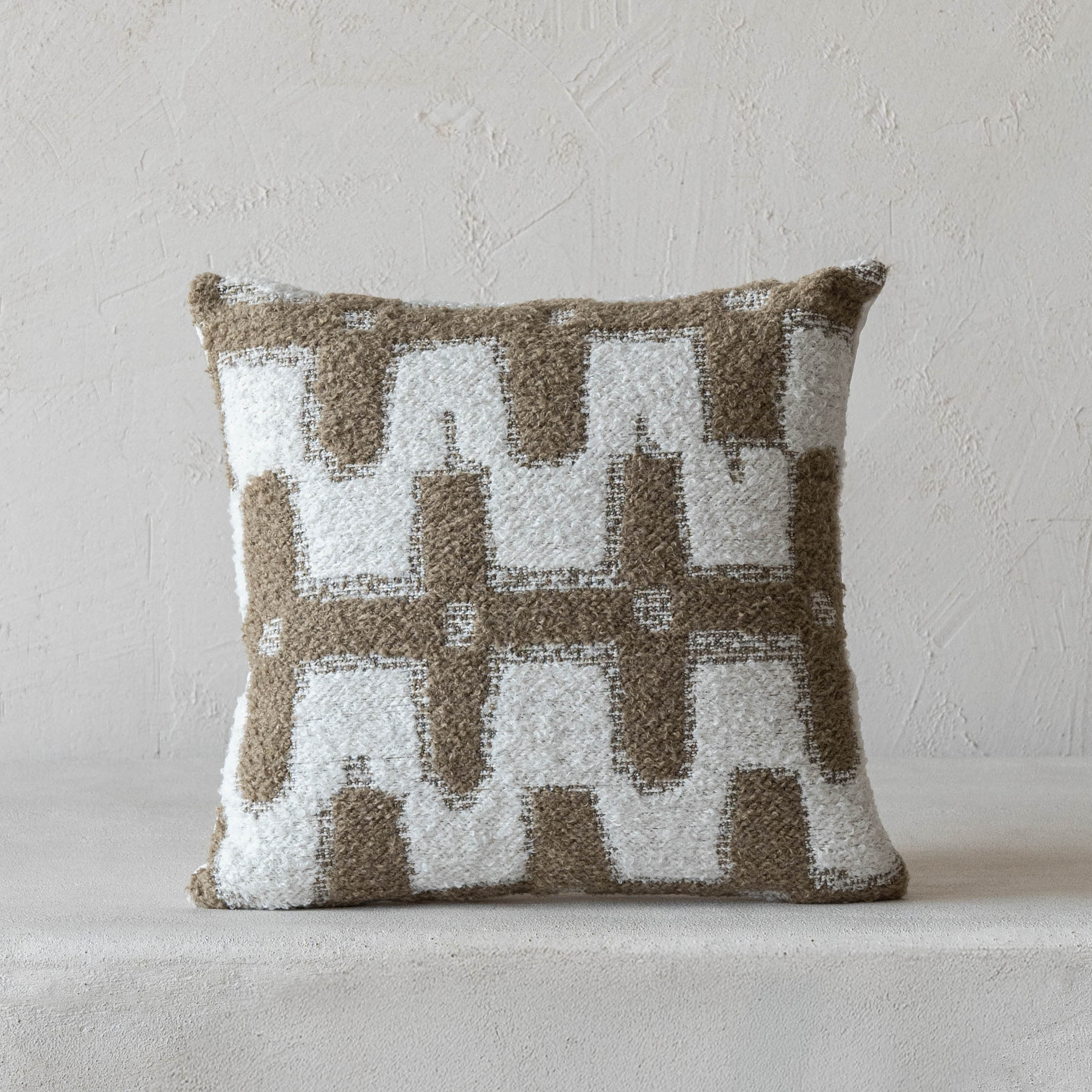 Atlas Boho Chic Cushion Cover - Brown & White