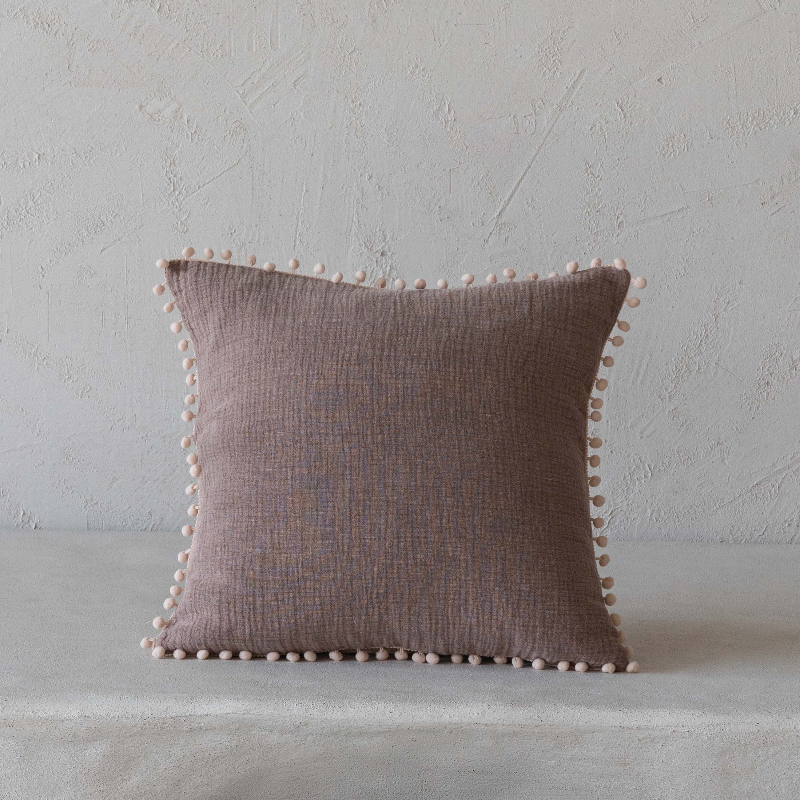 Twilight Pink Tassel Linen Cushion Cover 45x45cm