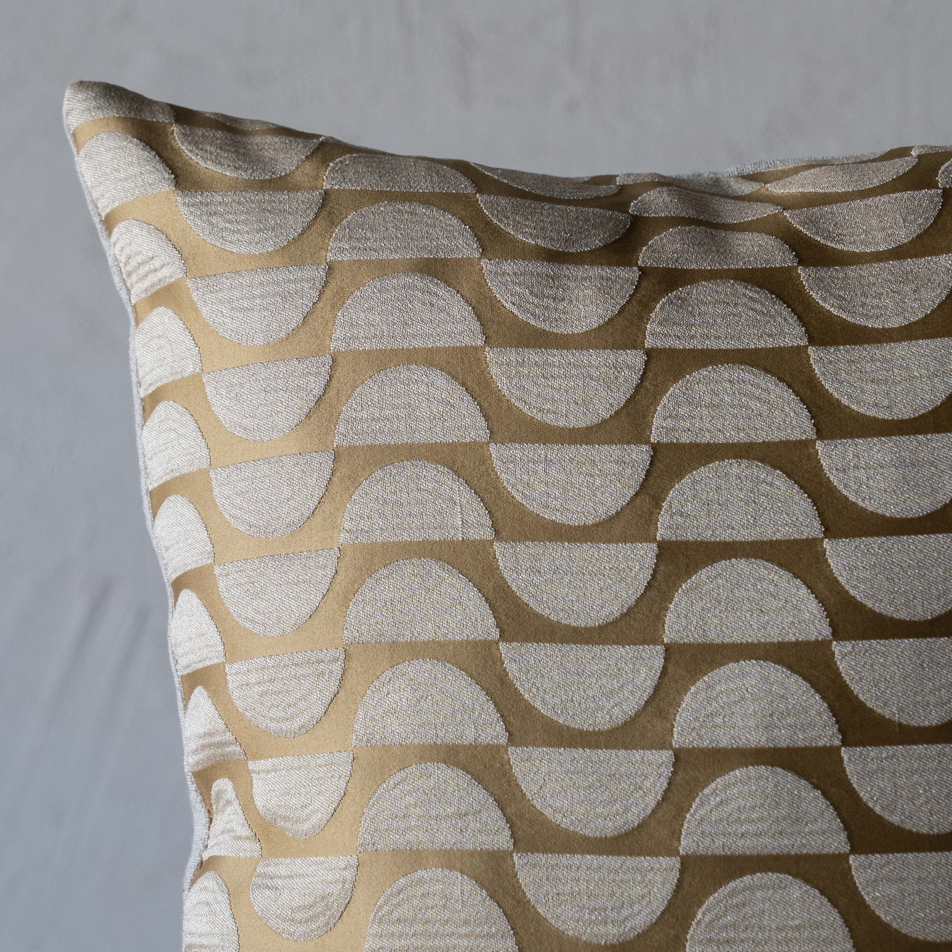 Gold Wave Jacquard Cushion Cover