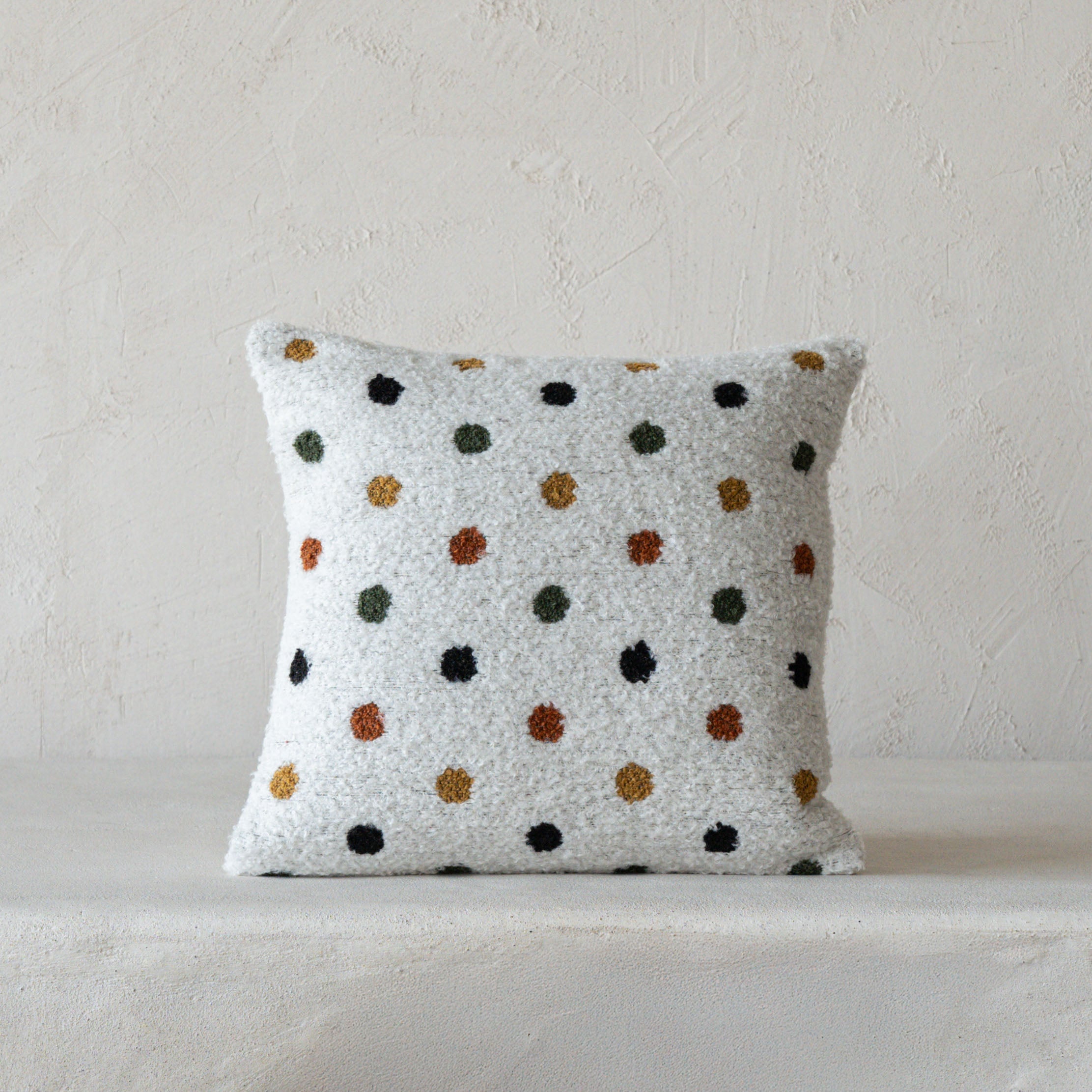 Polka Luxe Bouclé White & Multi Cushion Cover - Cushion Covers - WS Living Furniture Home Furniture Stores in Dubai