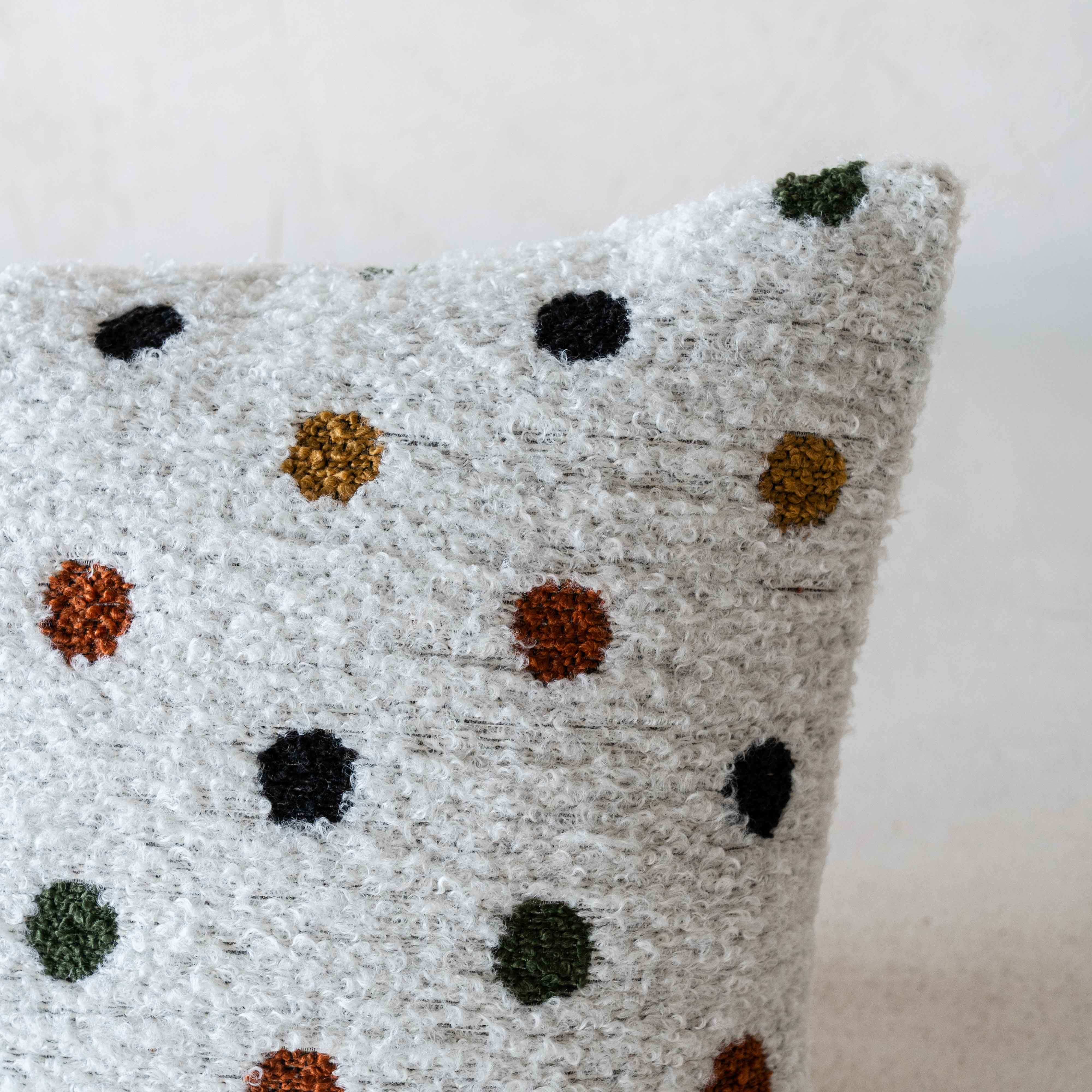 Polka Luxe Bouclé White & Multi Cushion Cover - Cushion Covers - WS Living Furniture Home Furniture Stores in Dubai