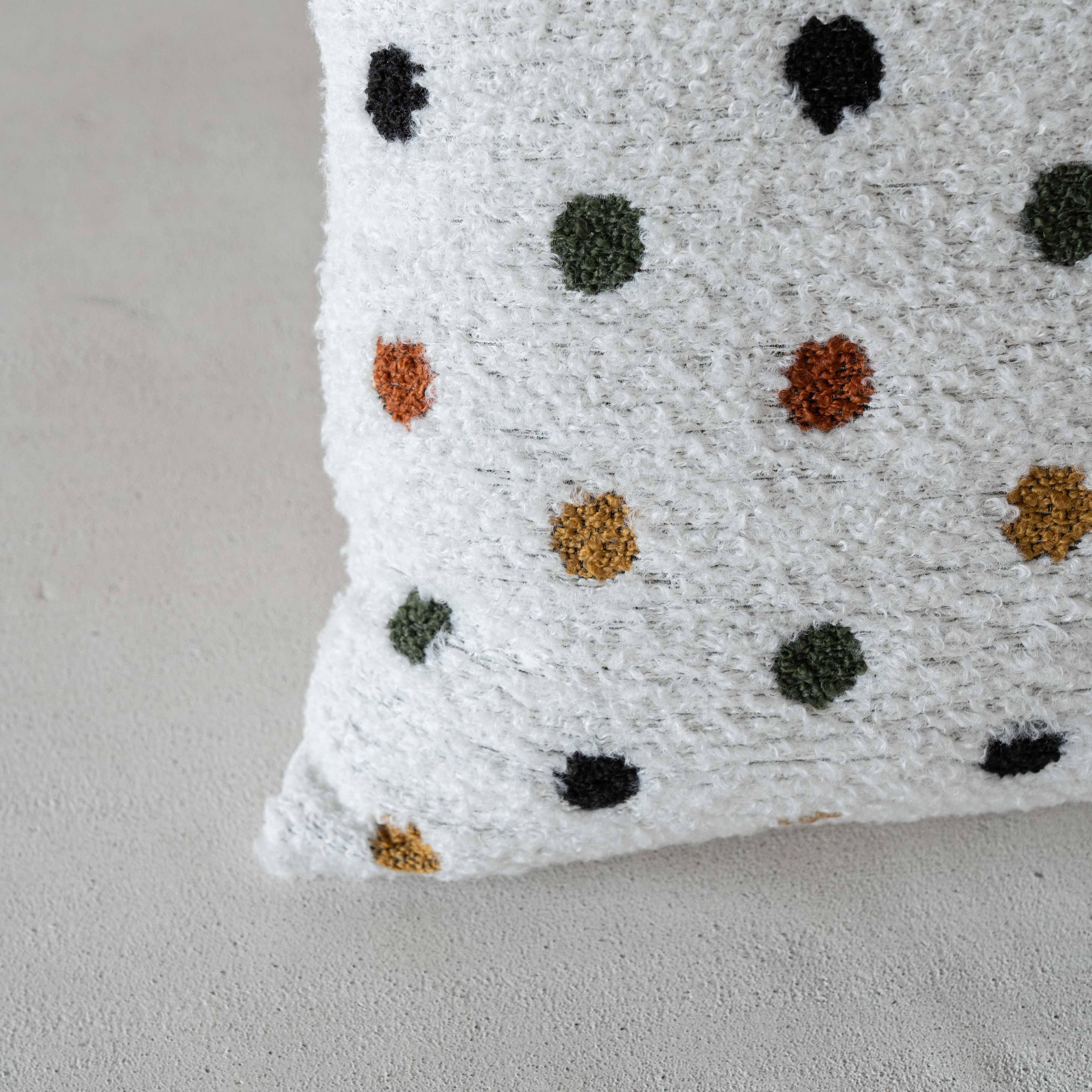 Polka Luxe Bouclé White & Multi Cushion Cover - Cushion Covers - WS Living Furniture Home Furniture Stores in Dubai