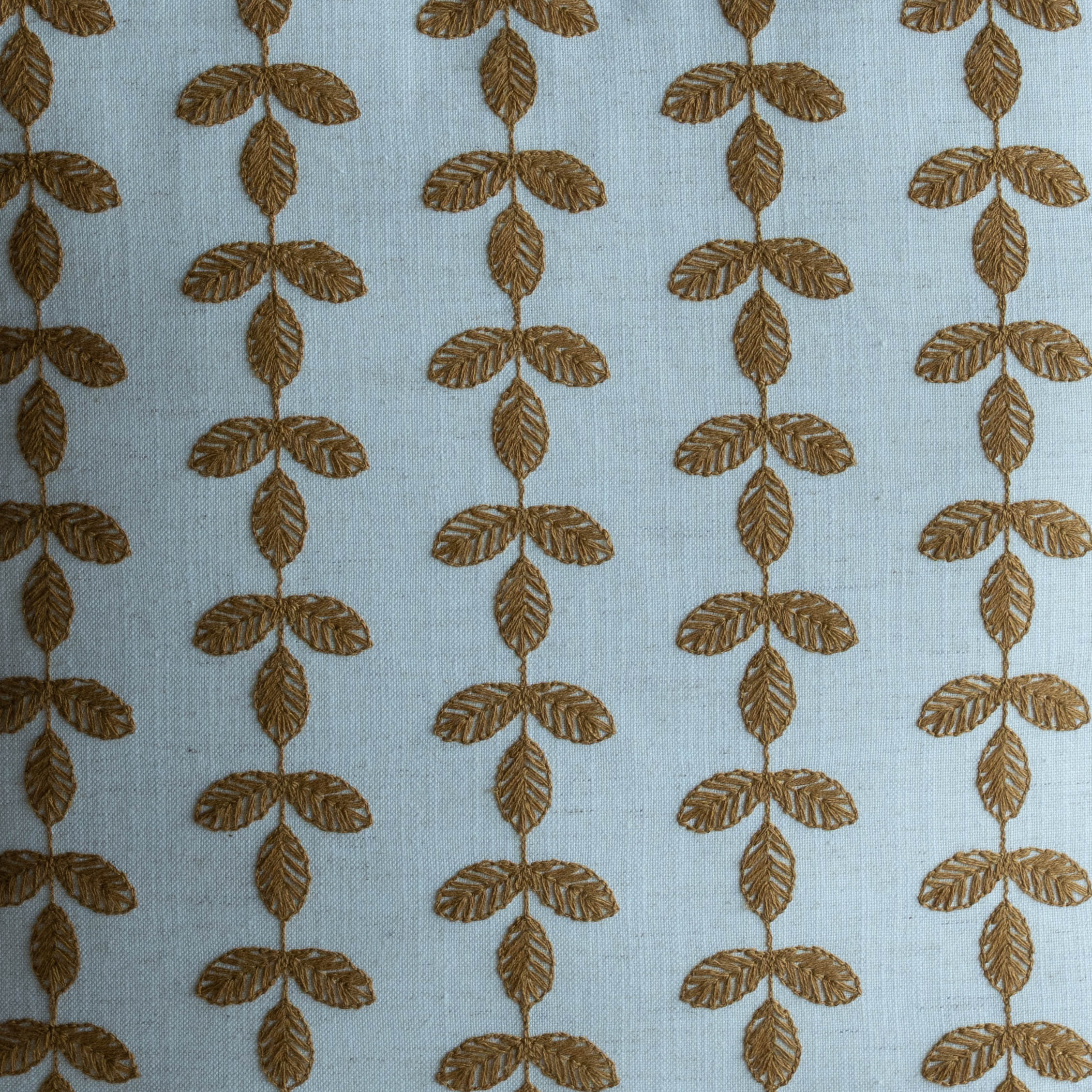 Bel Embroidered Leaf Vine Cushion Cover - MUSTARD