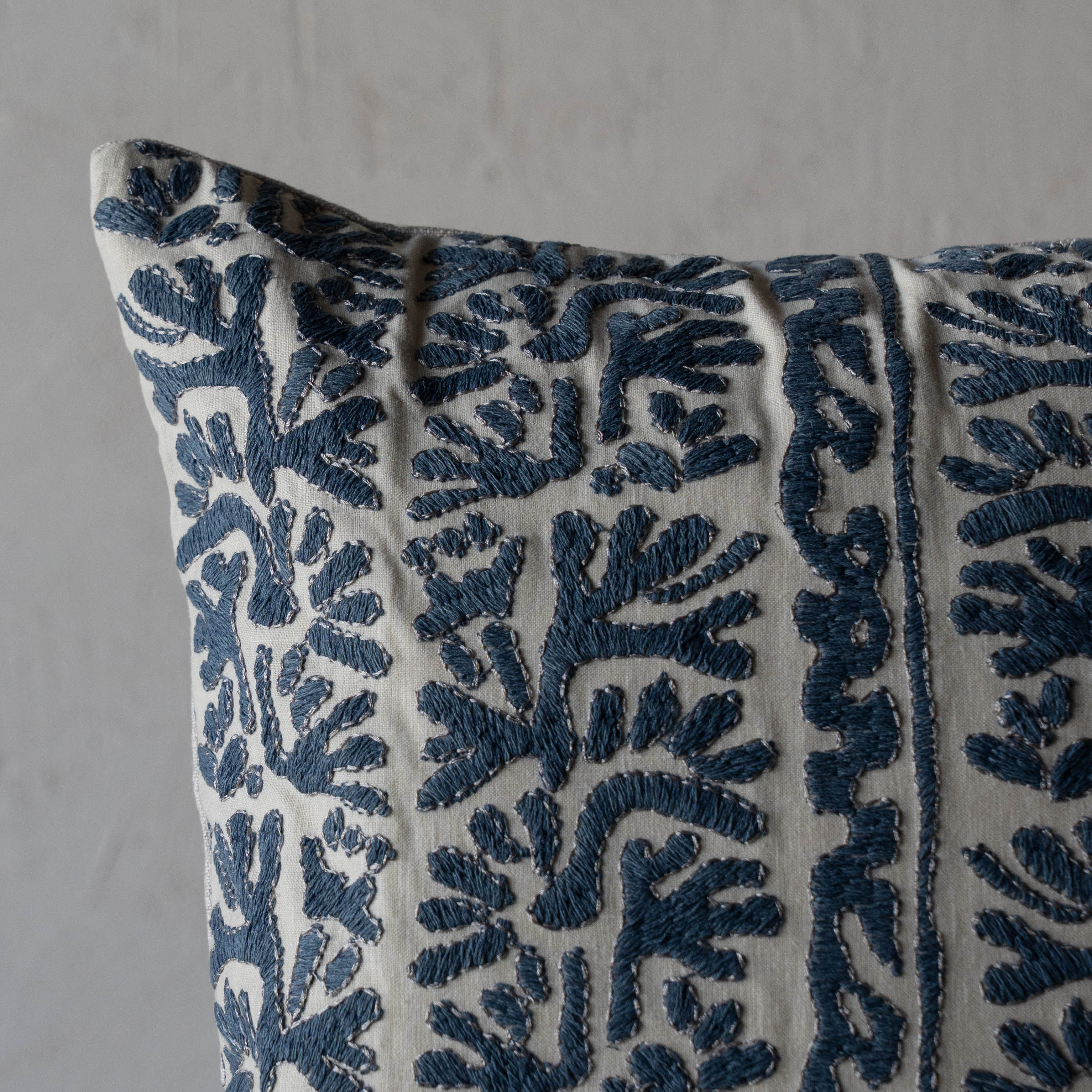 Coral Branch Embroidered Cushion Cover
