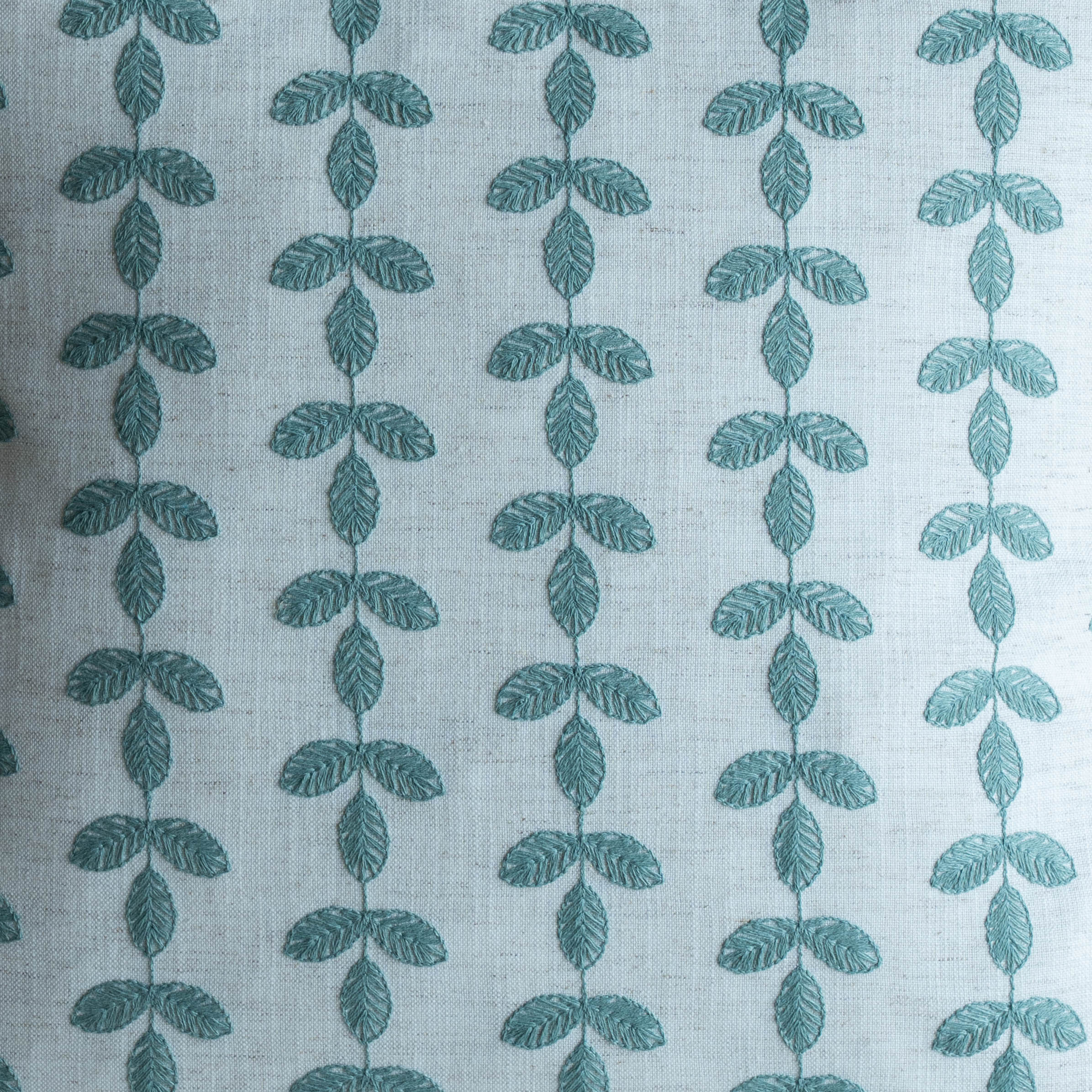 Bel Embroidered Leaf Vine Cushion Cover - BLUE