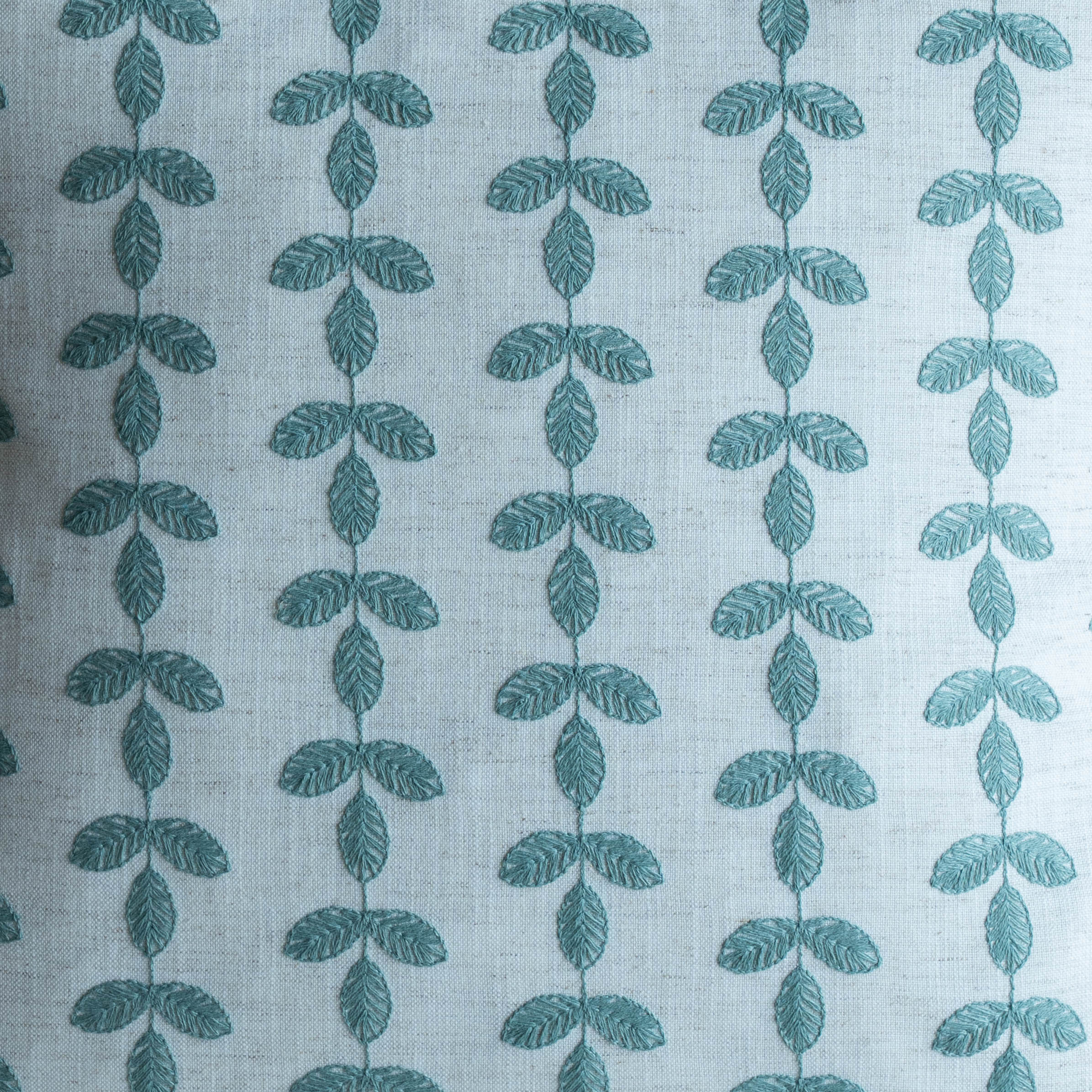 Bel Embroidered Leaf Vine Cushion Cover - BLUE