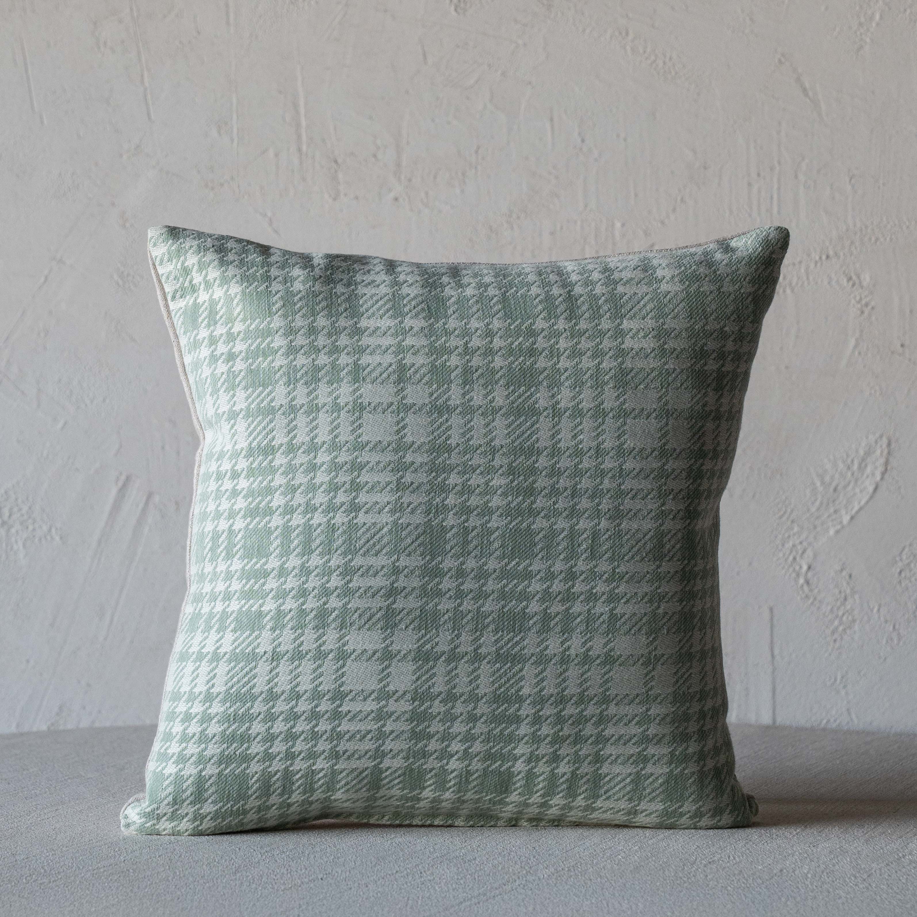 Houndstooth Accent Cushion Cover - GREEN