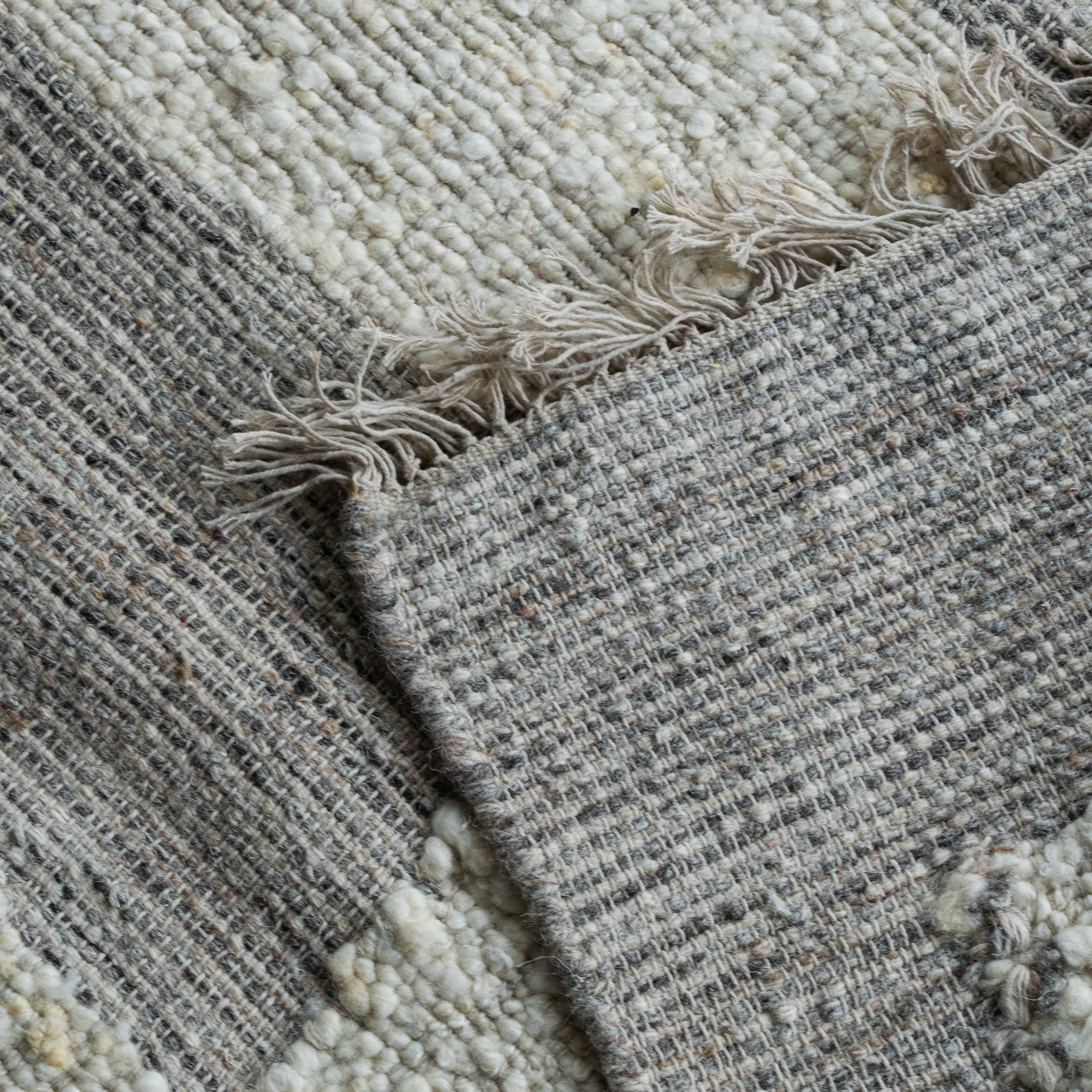 Ivory Brown Geometric Block Rug - D061