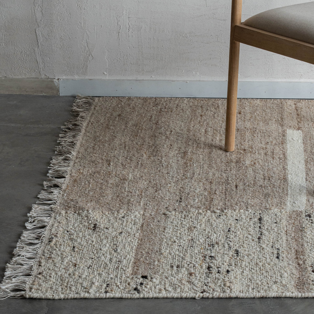 Block-Pattern Wool & Cotton Rug - D063