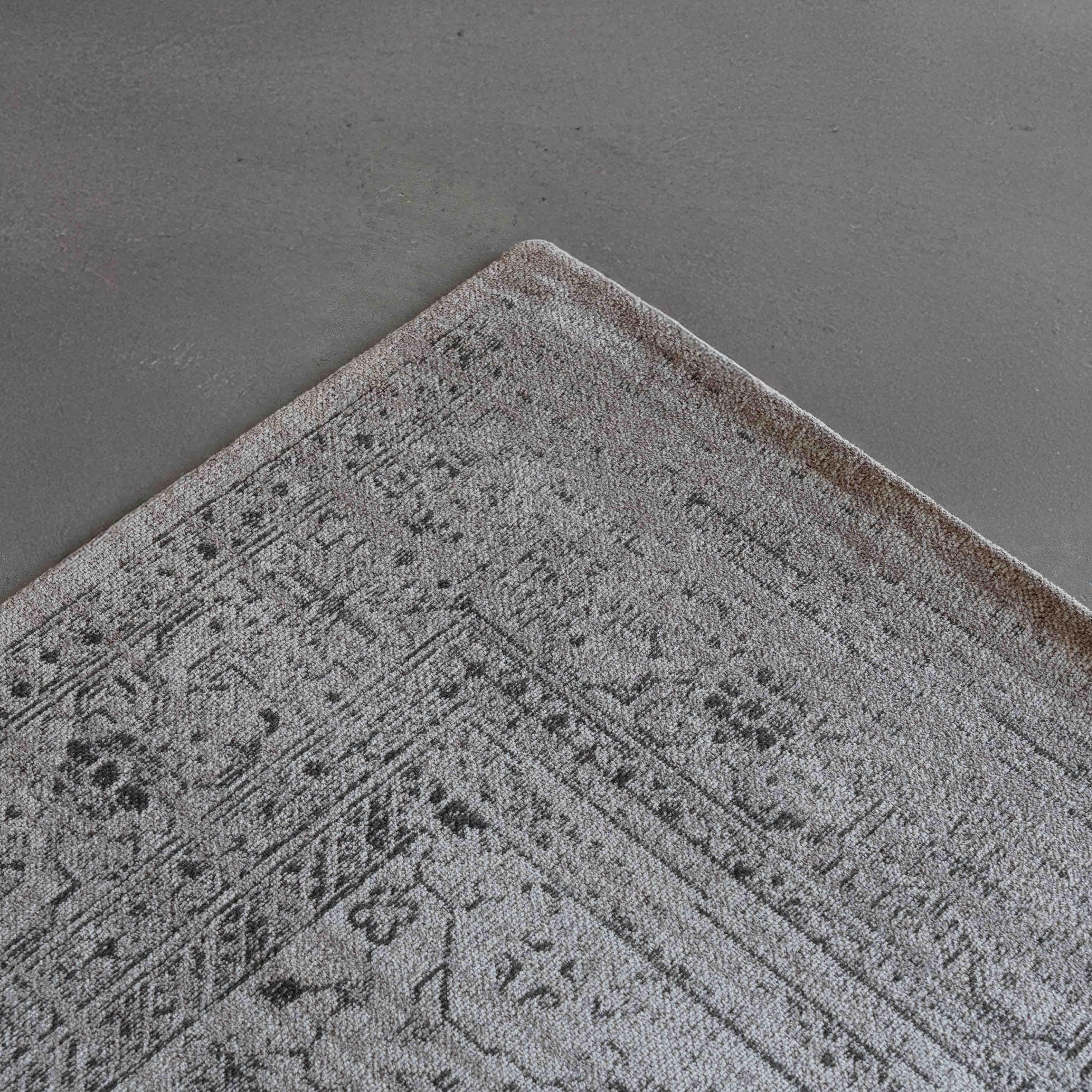 DDRF Light Grey Vintage Style Cotton Woven Rug