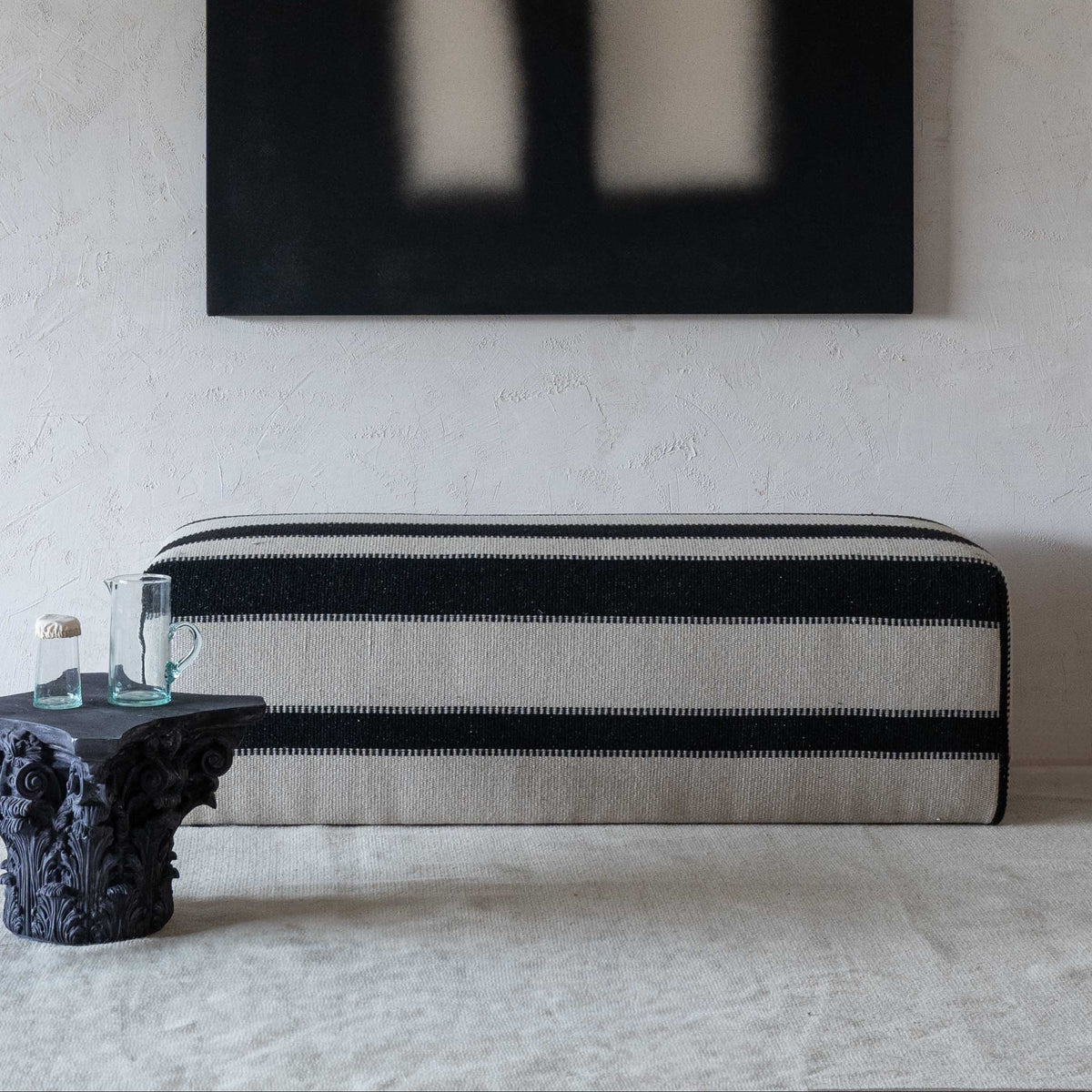Ghoson Modern Beige & Black Fabric Bench - Benches - WS Living Furniture  Furniture Store in Dubai