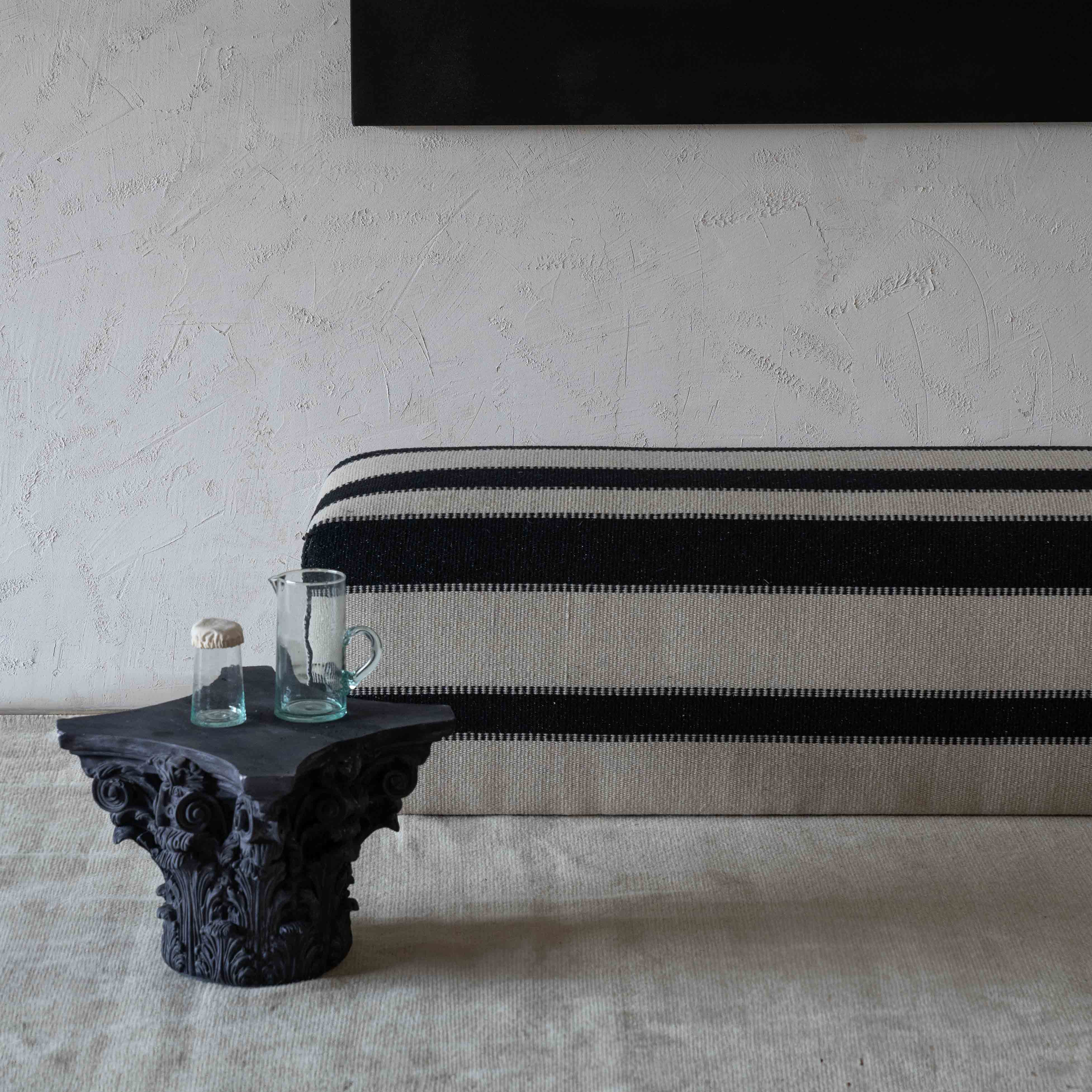 Ghoson Modern Beige & Black Fabric Bench - Benches - WS Living - UAE Modern Home Furniture Stores in Dubai