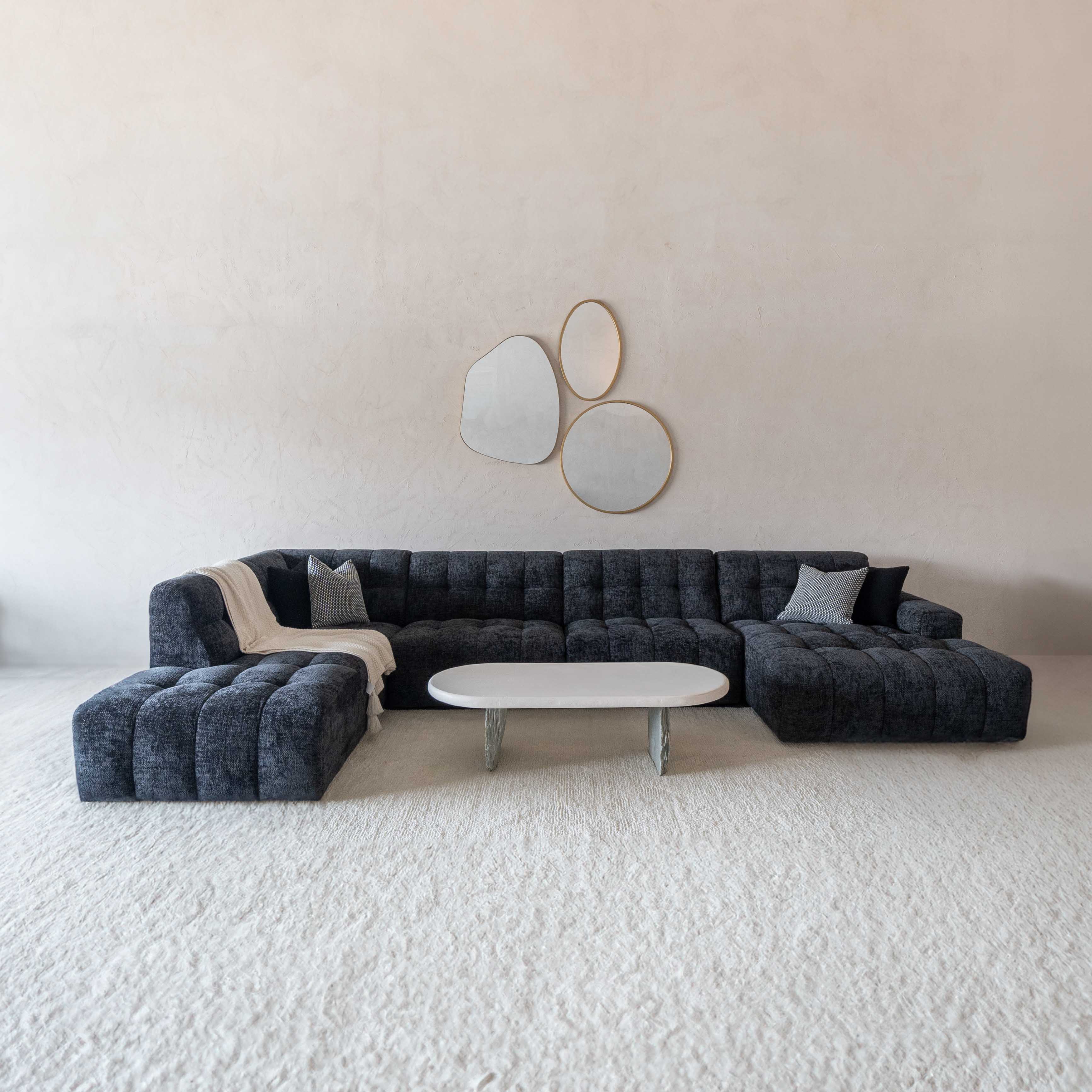 Dolphine Black Modern Corner & L-Shaped Sofa - Sofas - WS Living - UAE Wood and steel Furnitures in Dubai