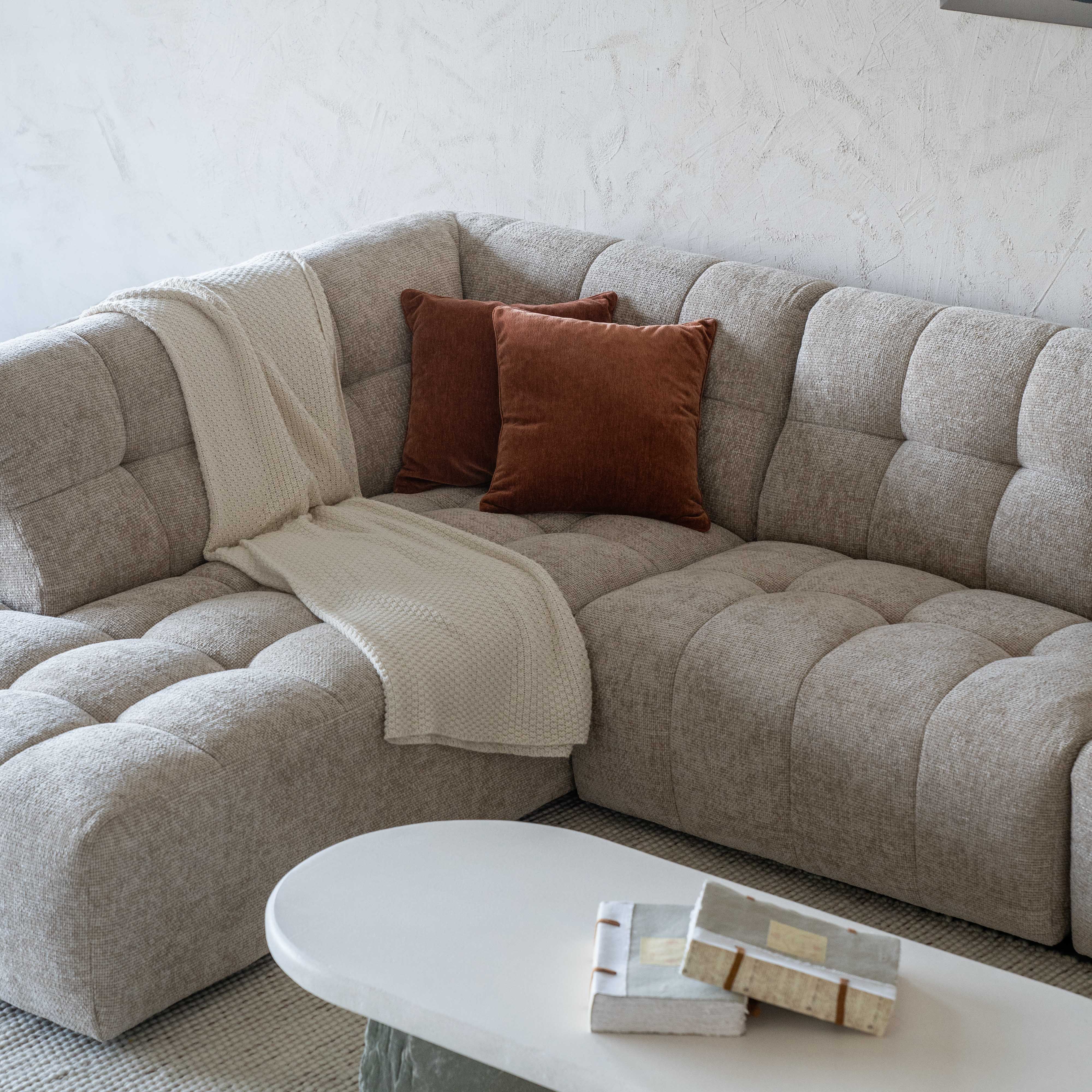 Dolphine Beige Modern Corner & L-Shaped Sofa - Sofas - WS Living - UAE Wood and steel Furnitures in Dubai