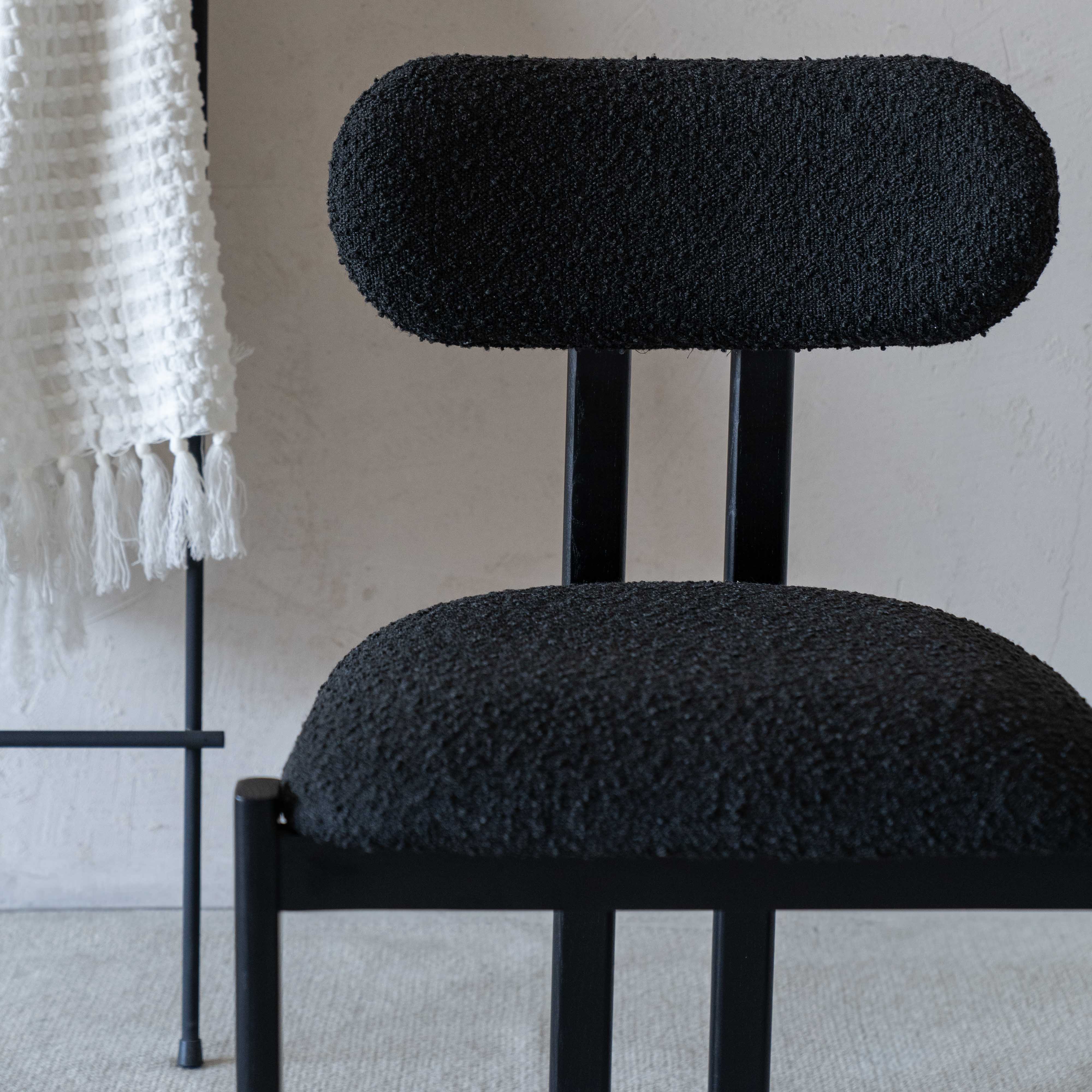 Darrin Black Modern Boucle Dining Chair - Dining Chairs - WS Living - UAE Modern Home Furniture Stores in Dubai